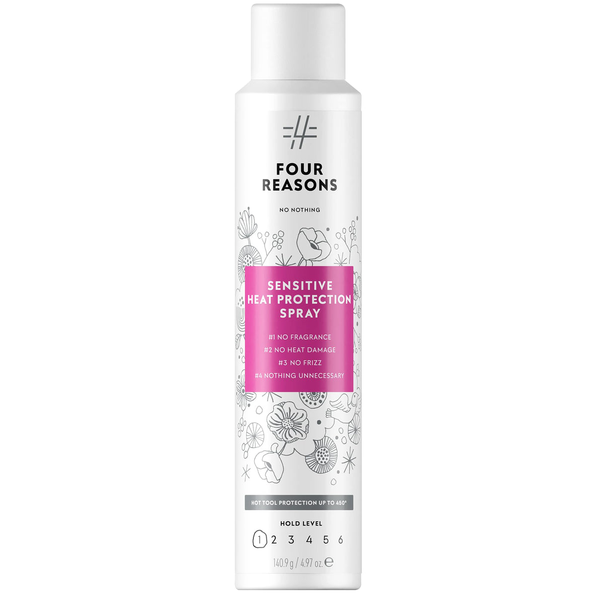 No nothing front packaging showing spray bottle and benefit of heat protection
