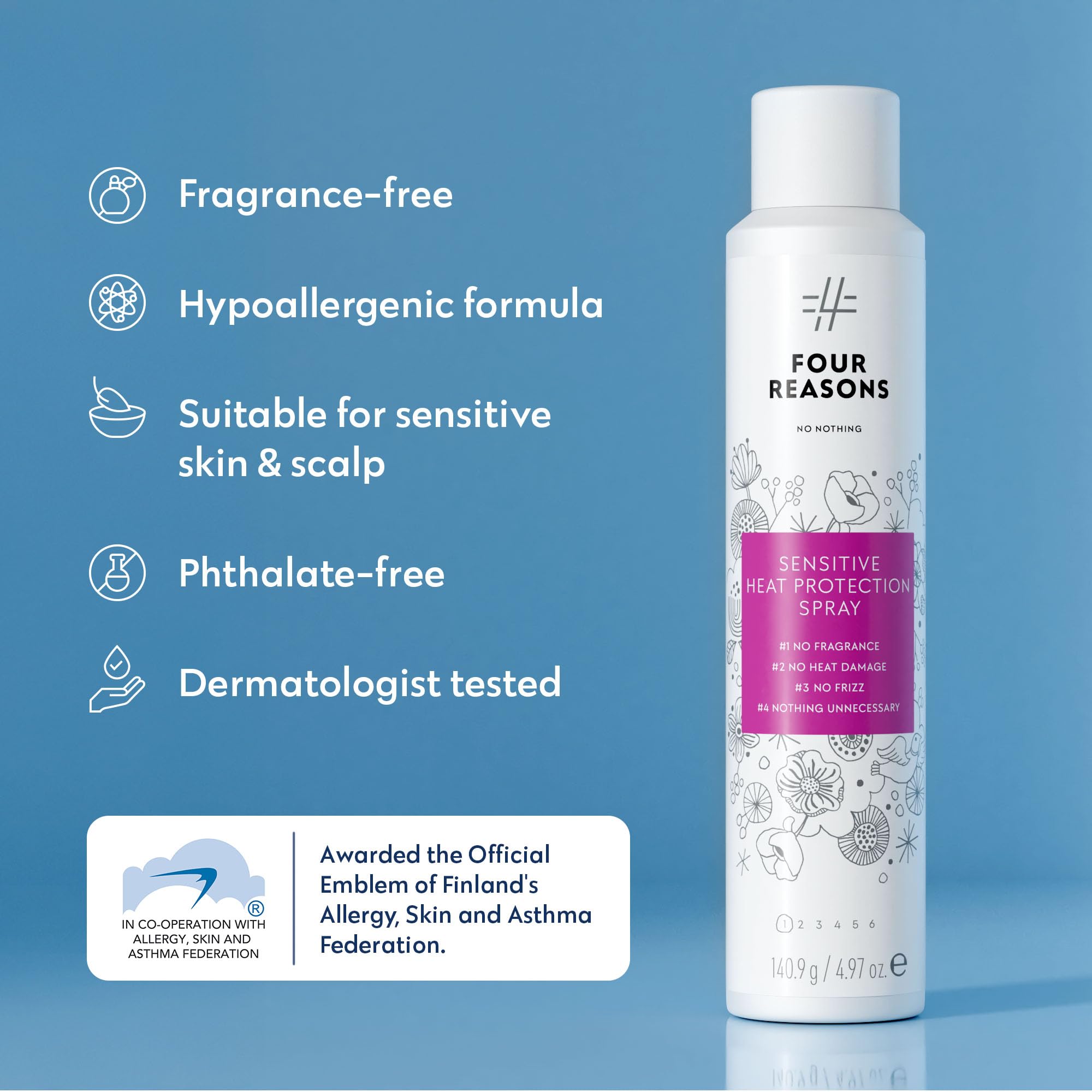 No nothing label with certification badge highlighting hypoallergenic ingredient safety