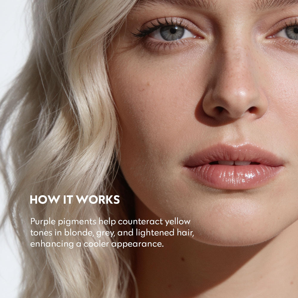 No nothing before-and-after image showing reduced brassiness and cooler blonde tones