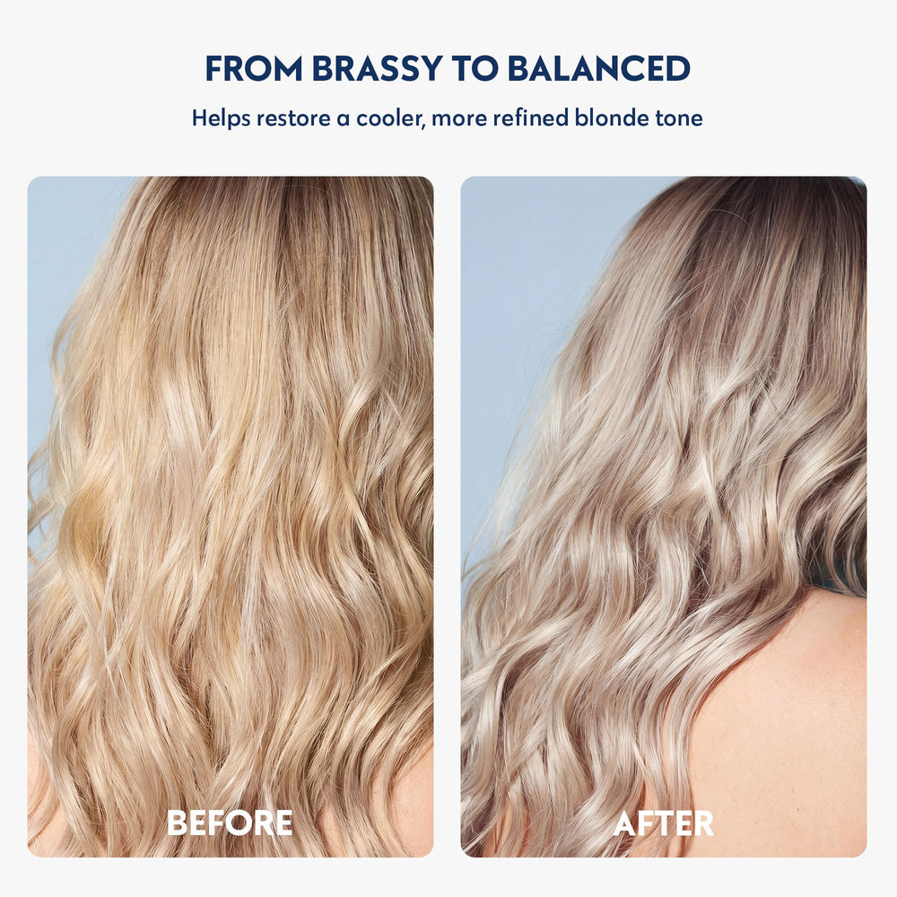 No nothing shampoo foaming on blonde hair to show gentle toning action and clean feel
