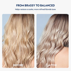 No nothing shampoo foaming on blonde hair to show gentle toning action and clean feel