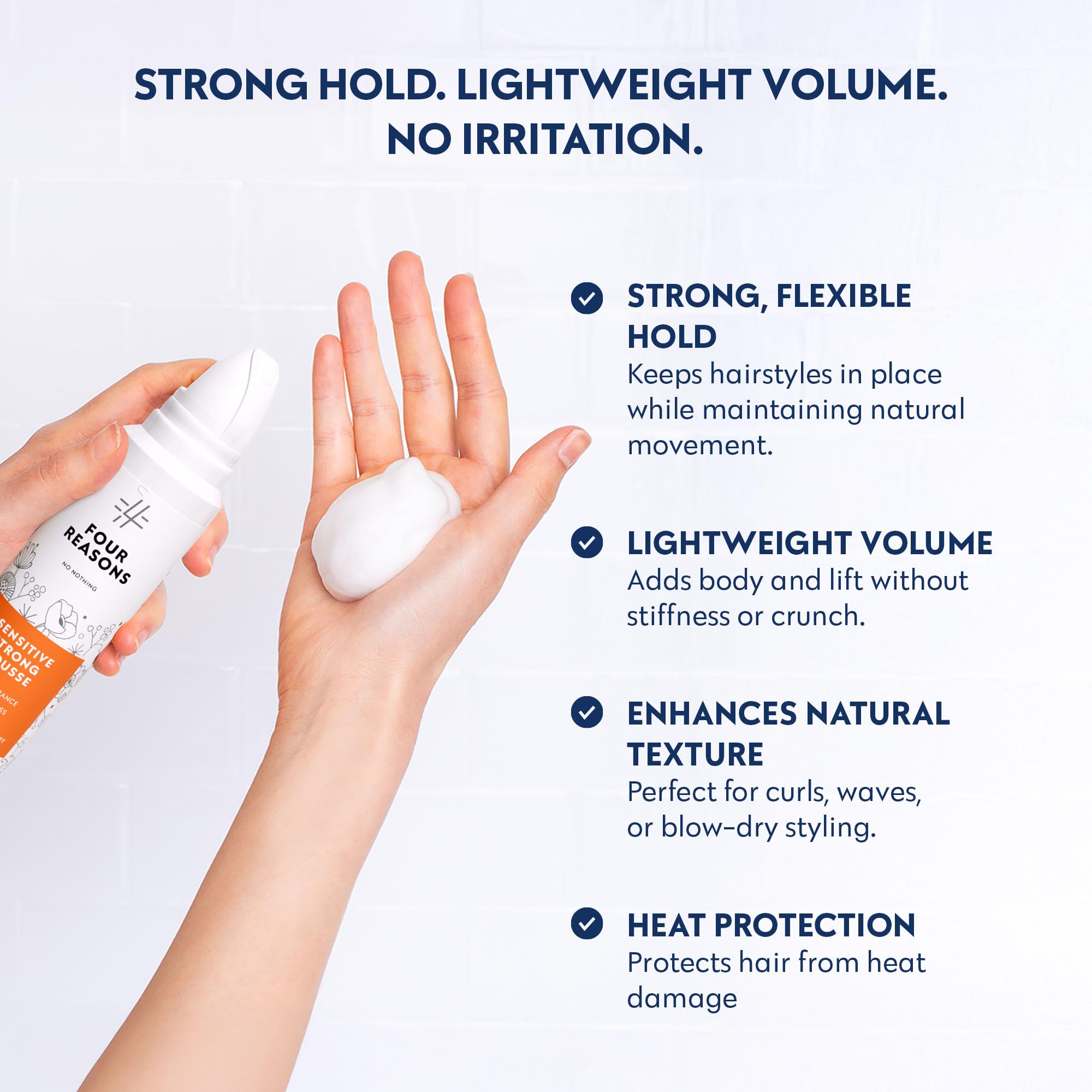 No nothing mousse texture in close-up demonstrating lightweight hold benefit
