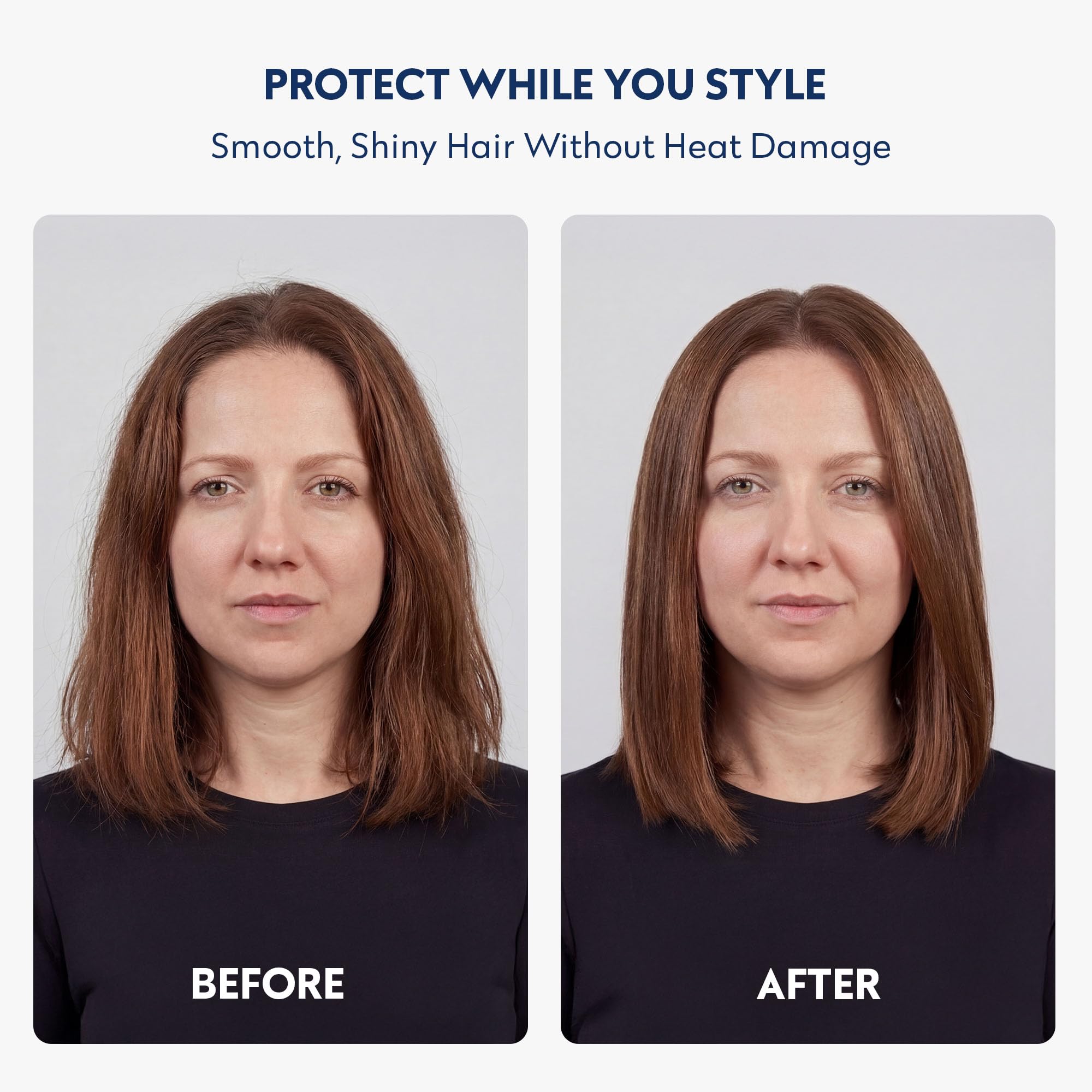 No nothing mist on hair strands illustrating lightweight protection and frizz control
