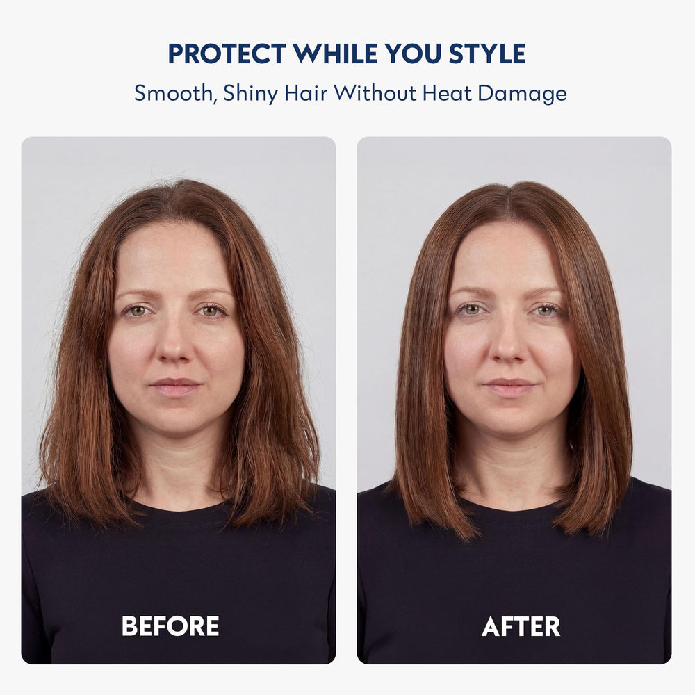 No nothing mist on hair strands illustrating lightweight protection and frizz control