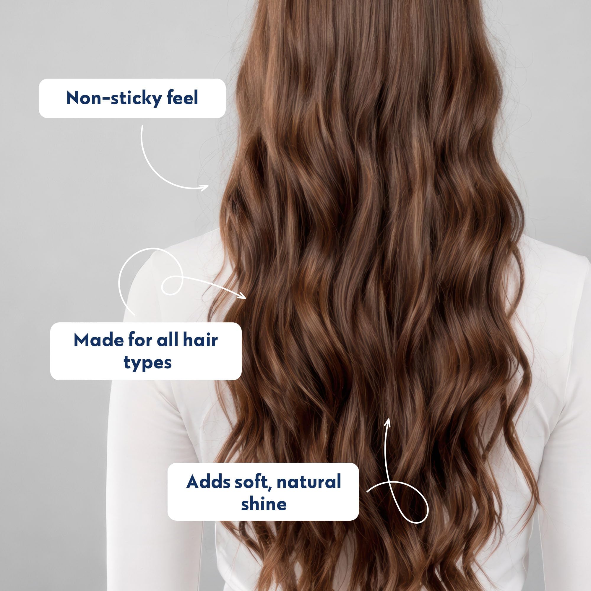 No Nothing texture on hair close-up showing natural shine without stiffness benefit