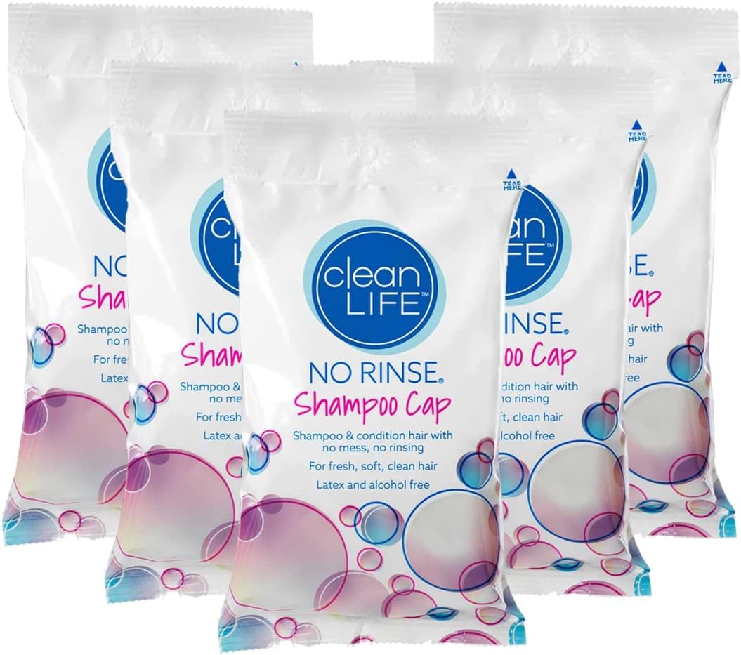 No-Rinse Cleanlife front packaging showing five disposable shampoo caps for quick haircare