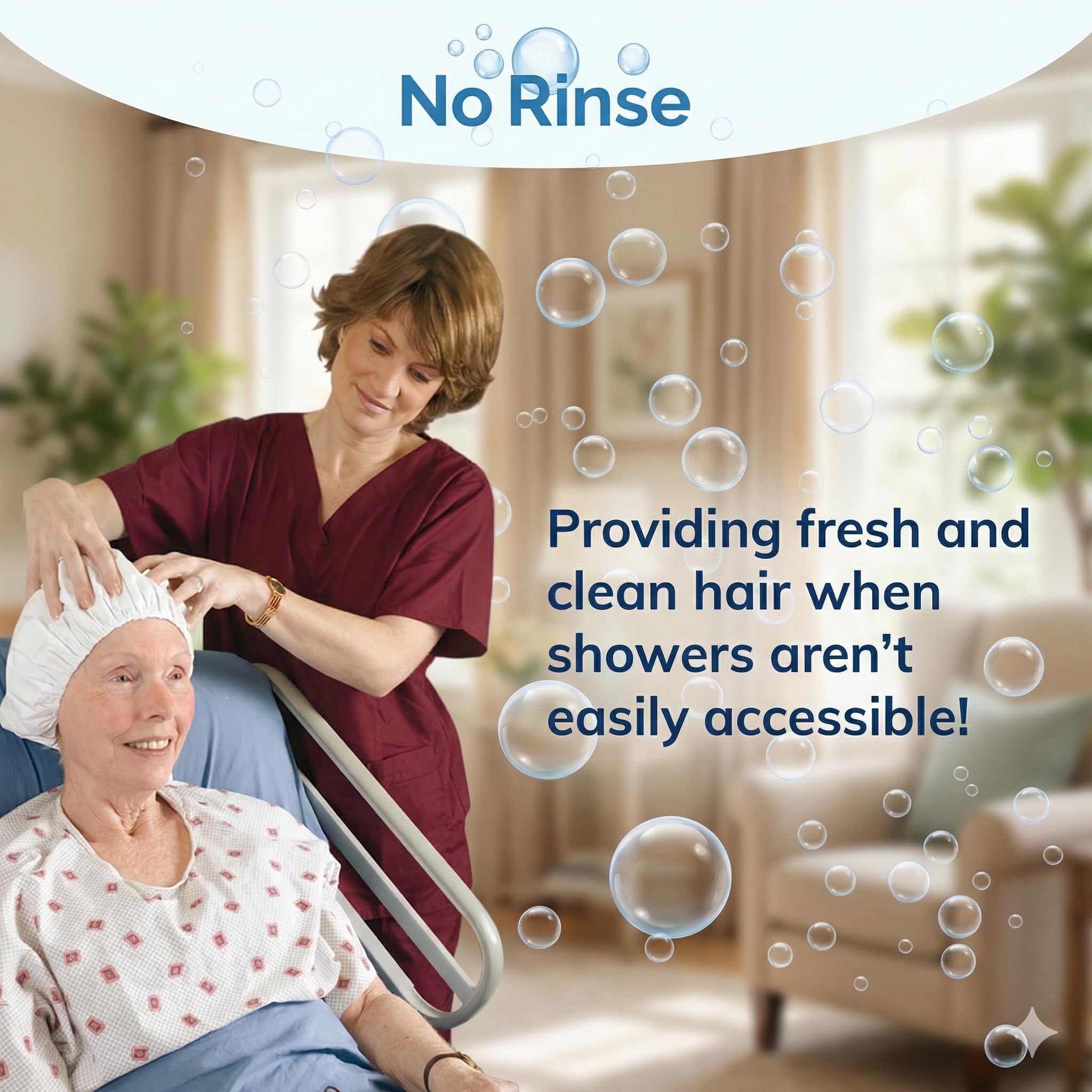 No-Rinse Cleanlife cap size comparison in hand showing fit and single-use convenience