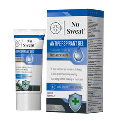 No Sweat front packaging showing 50 ml tube and travel-ready size benefit