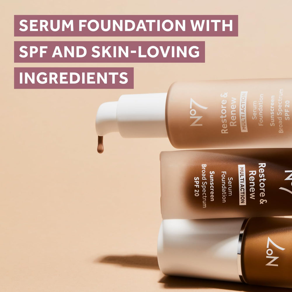 No7 foundation worn by model in natural light, shows luminous even-tone benefit