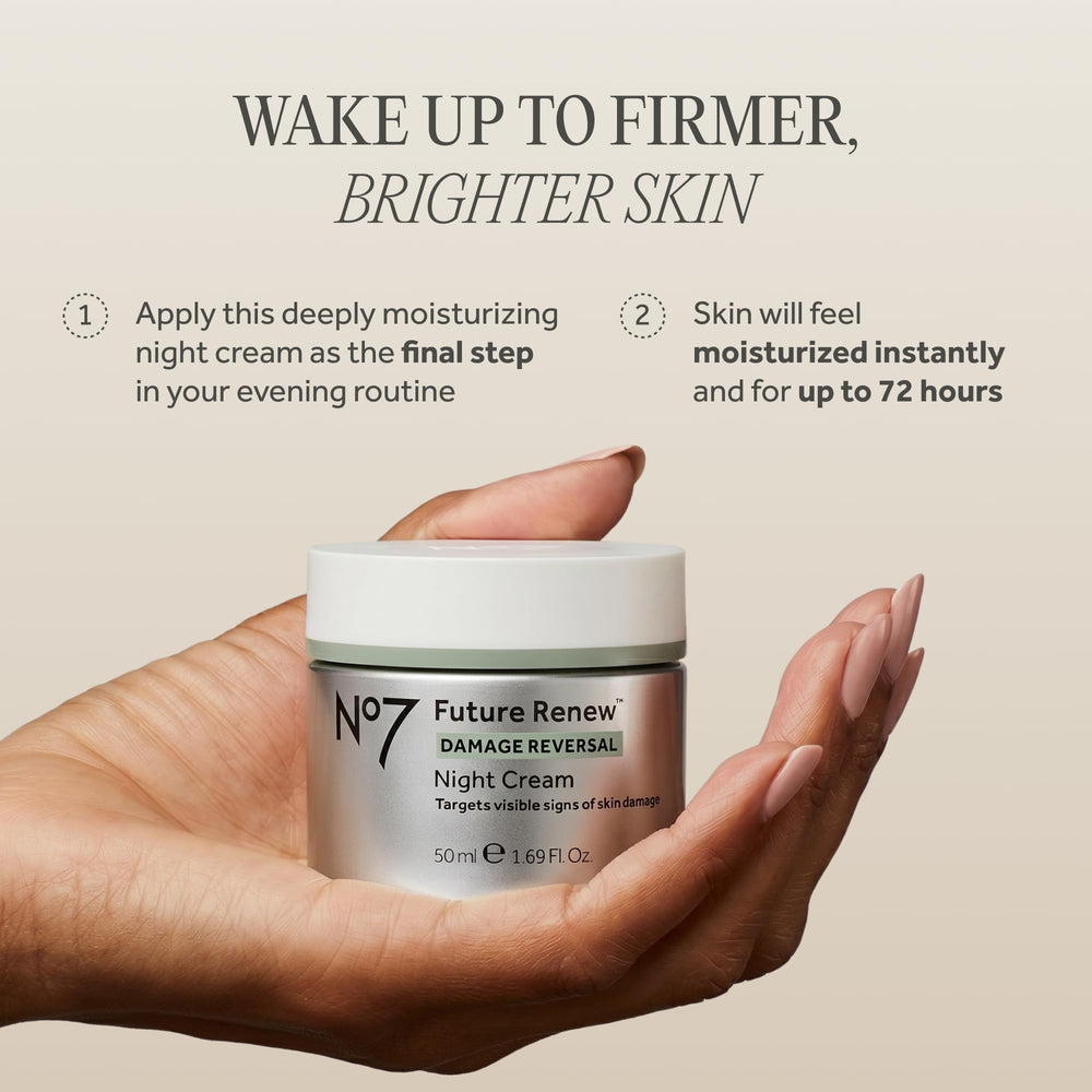 No7 jar on nightstand suggesting nighttime repair routine benefit