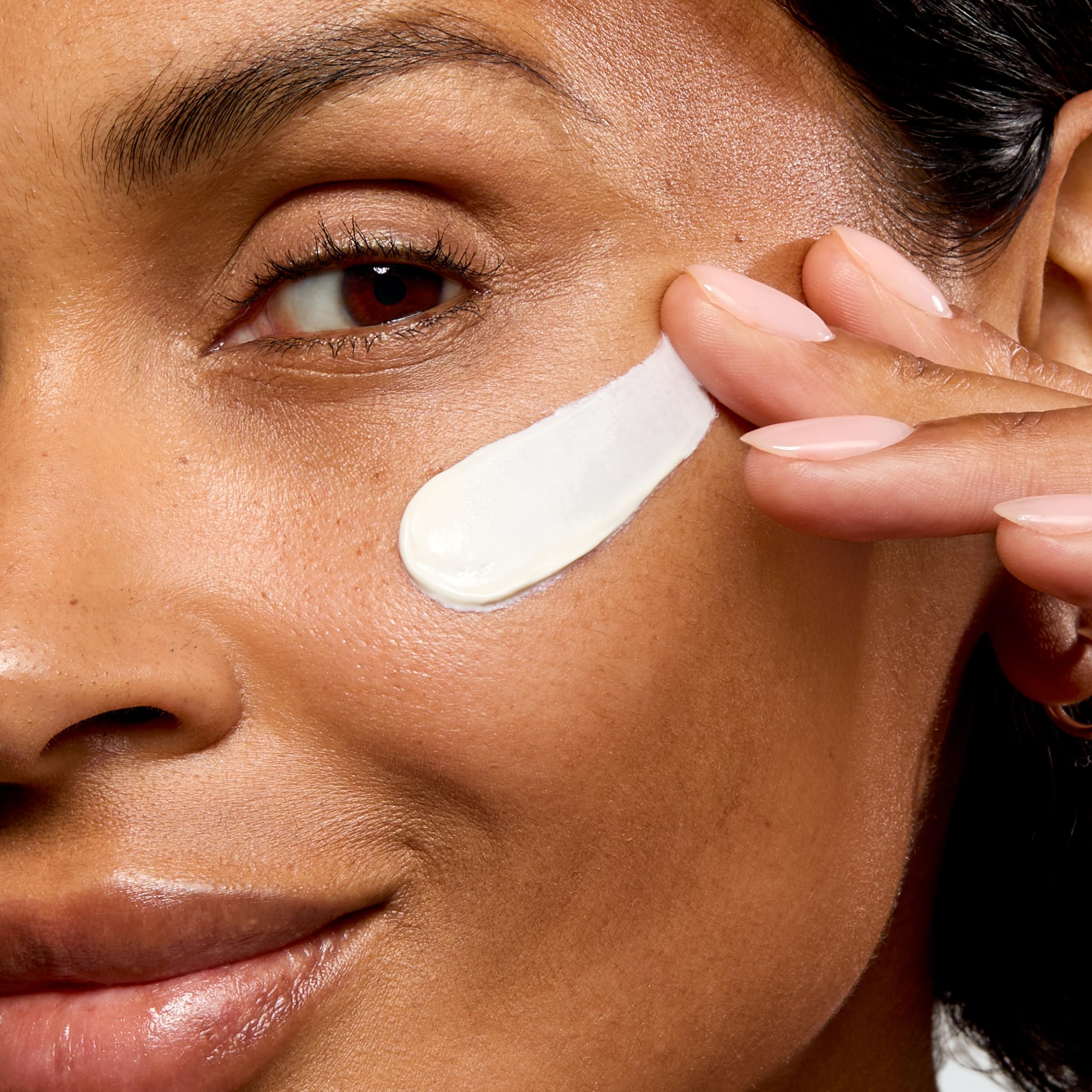 No.7 cream applied to skin showing blendability and immediate hydrating appearance