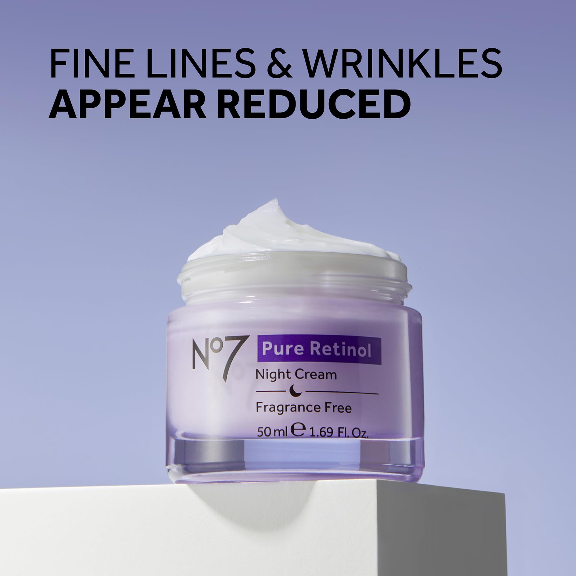 No7 open jar texture close-up highlighting creamy hydrating formula benefit