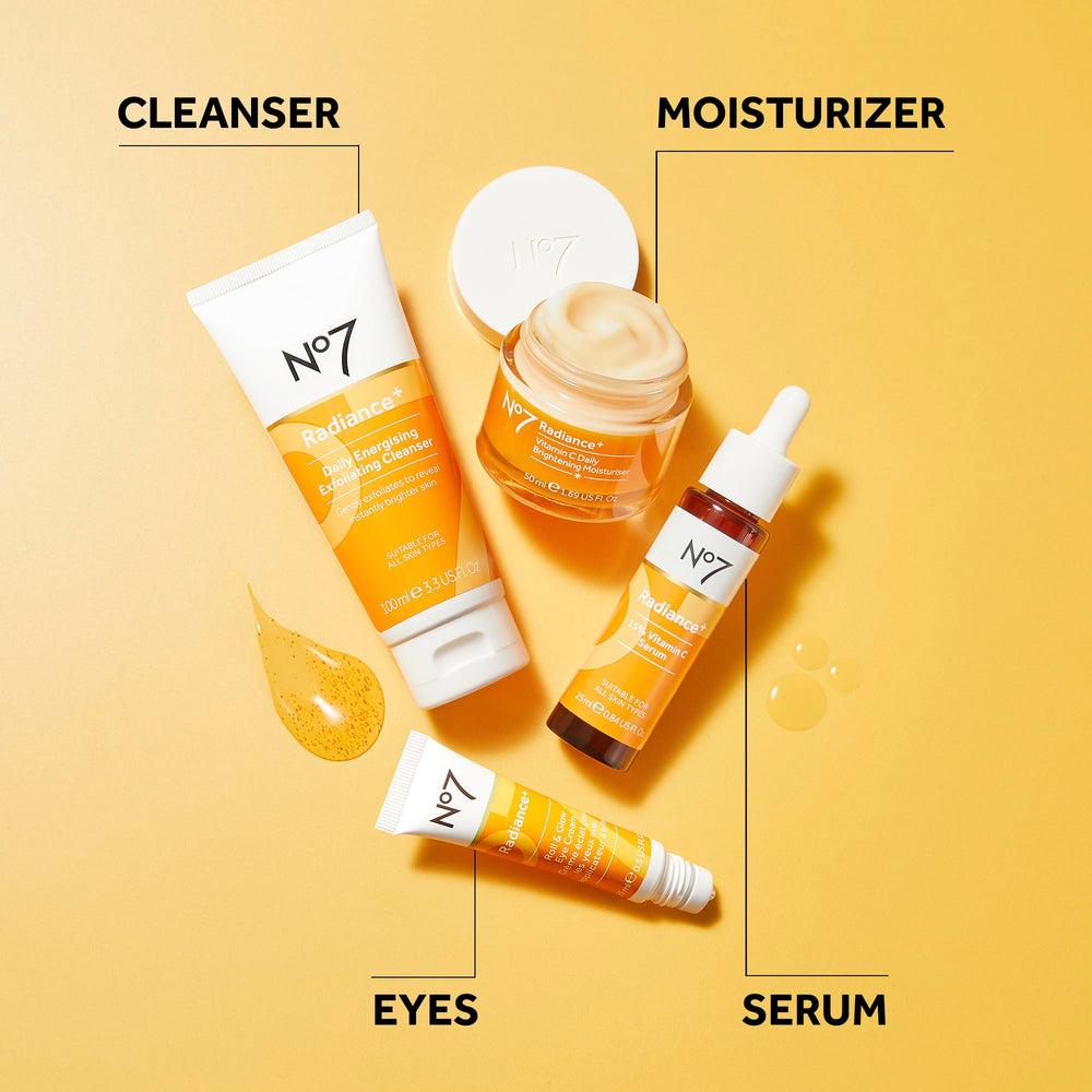 No7 Radiance+ being applied to cheek showing coverage and instant luminous finish