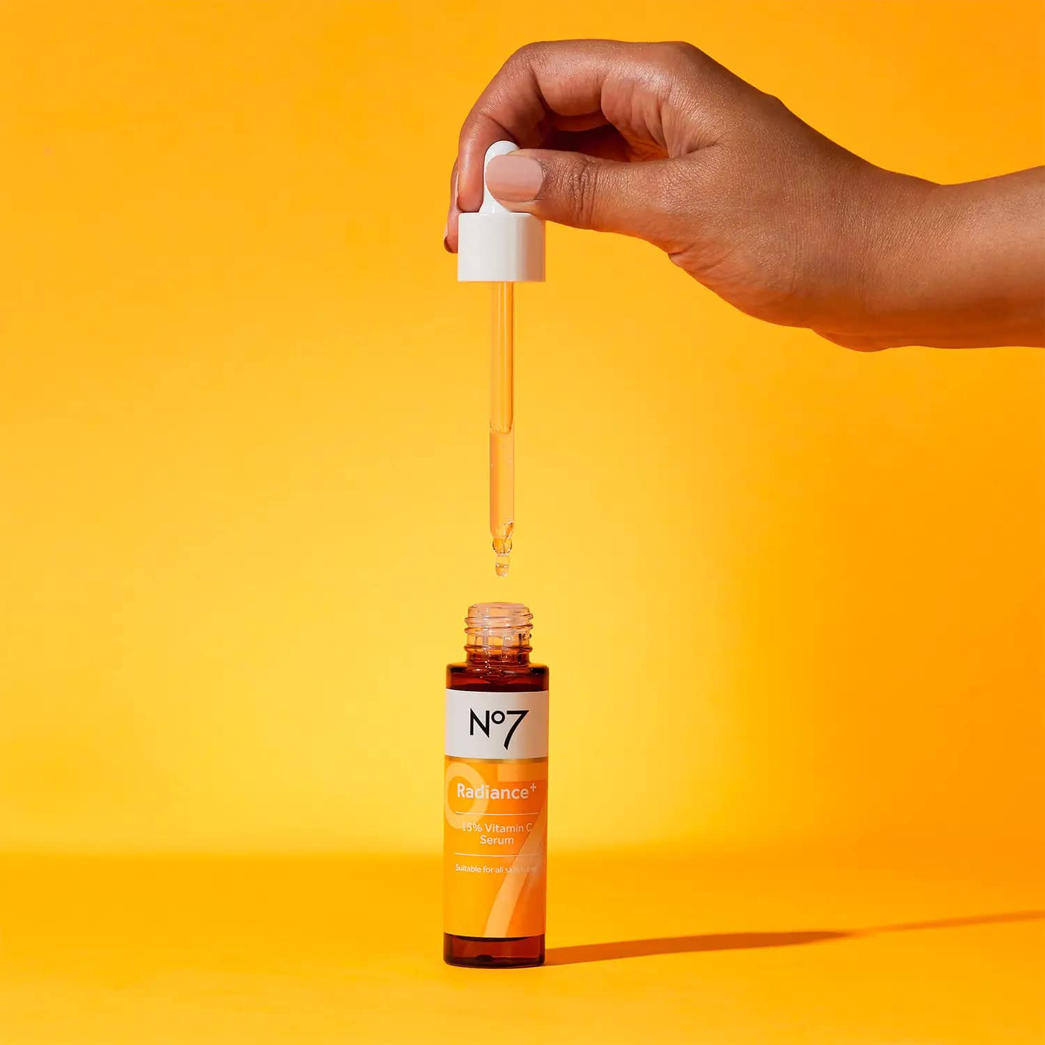 No7 Radiance+ product label focusing on formulation and ingredient transparency