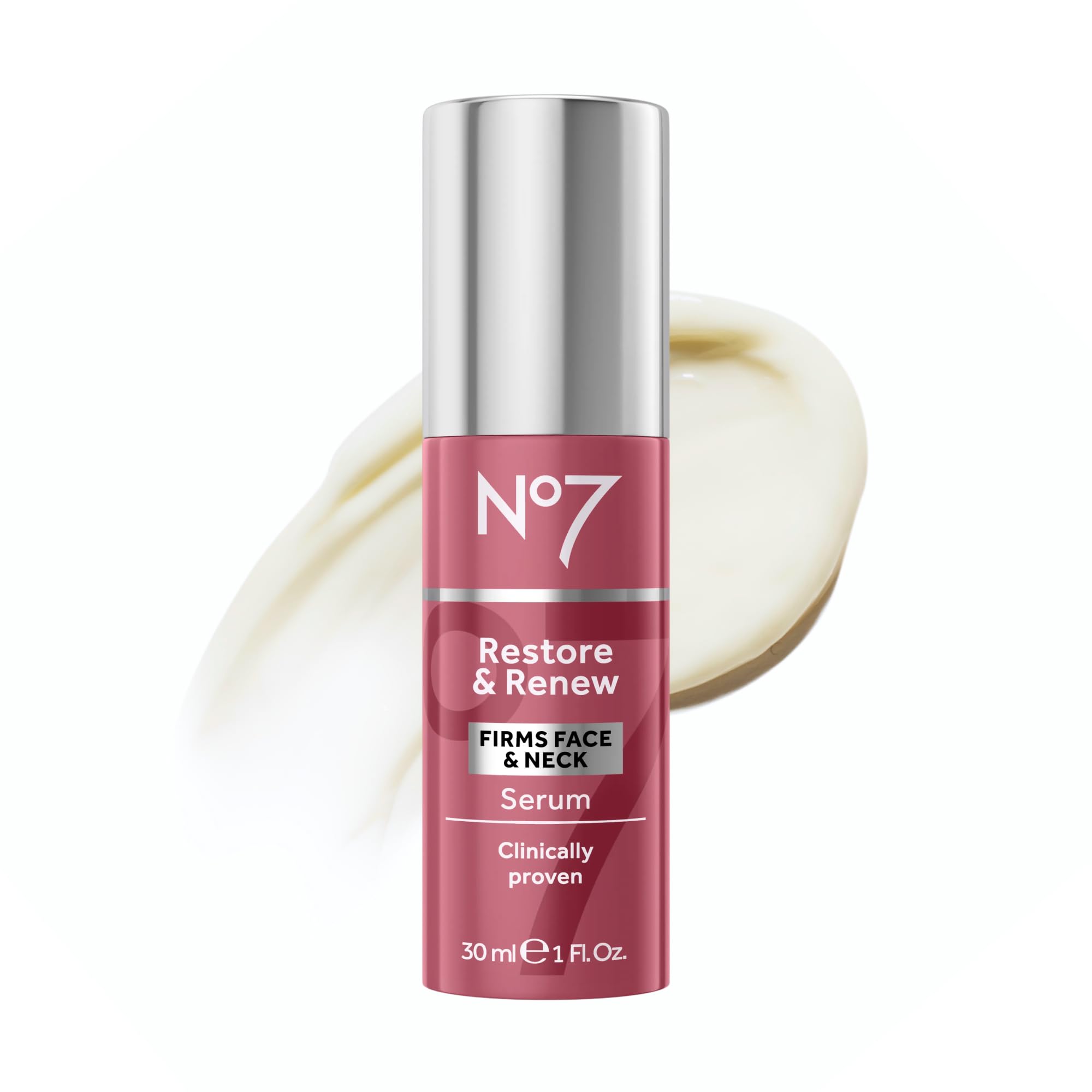 No7 front packaging showing serum bottle and label benefits