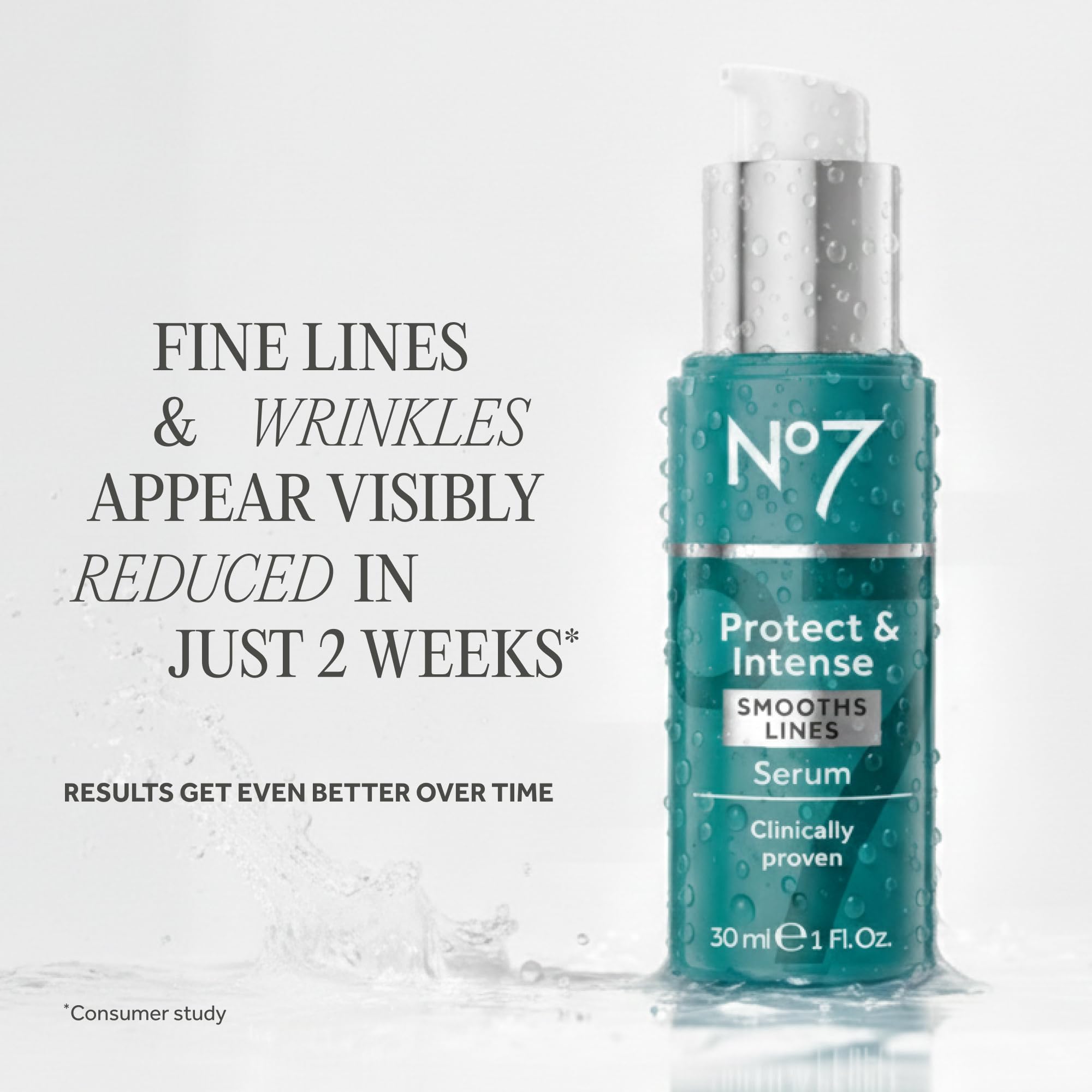 No7 texture close-up revealing lightweight serum consistency for rapid absorption