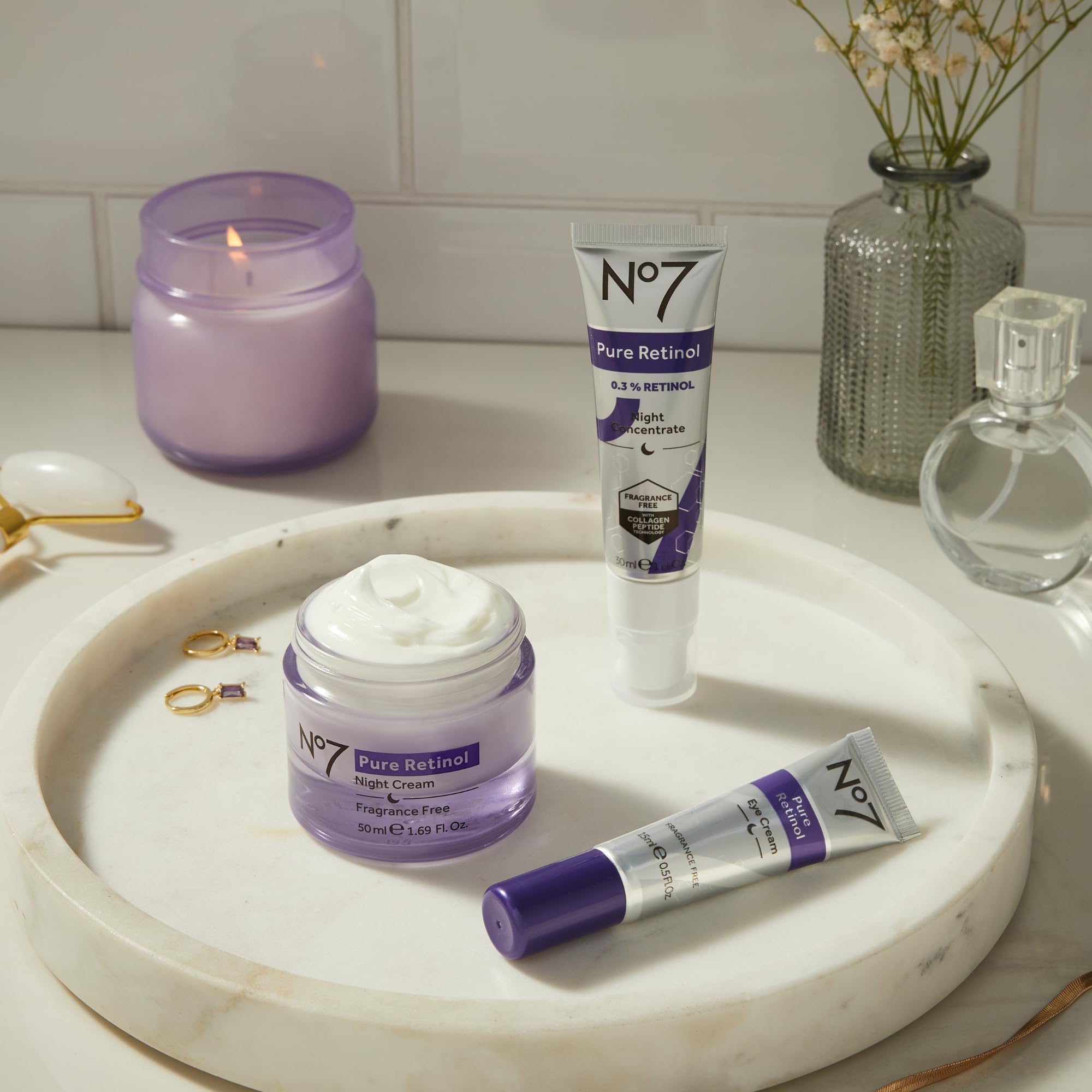 No7 on a bathroom shelf showing daily routine integration