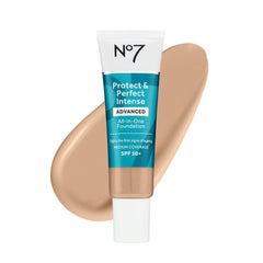 No7 front bottle showing Warm Ivory shade and easy dispensing benefit