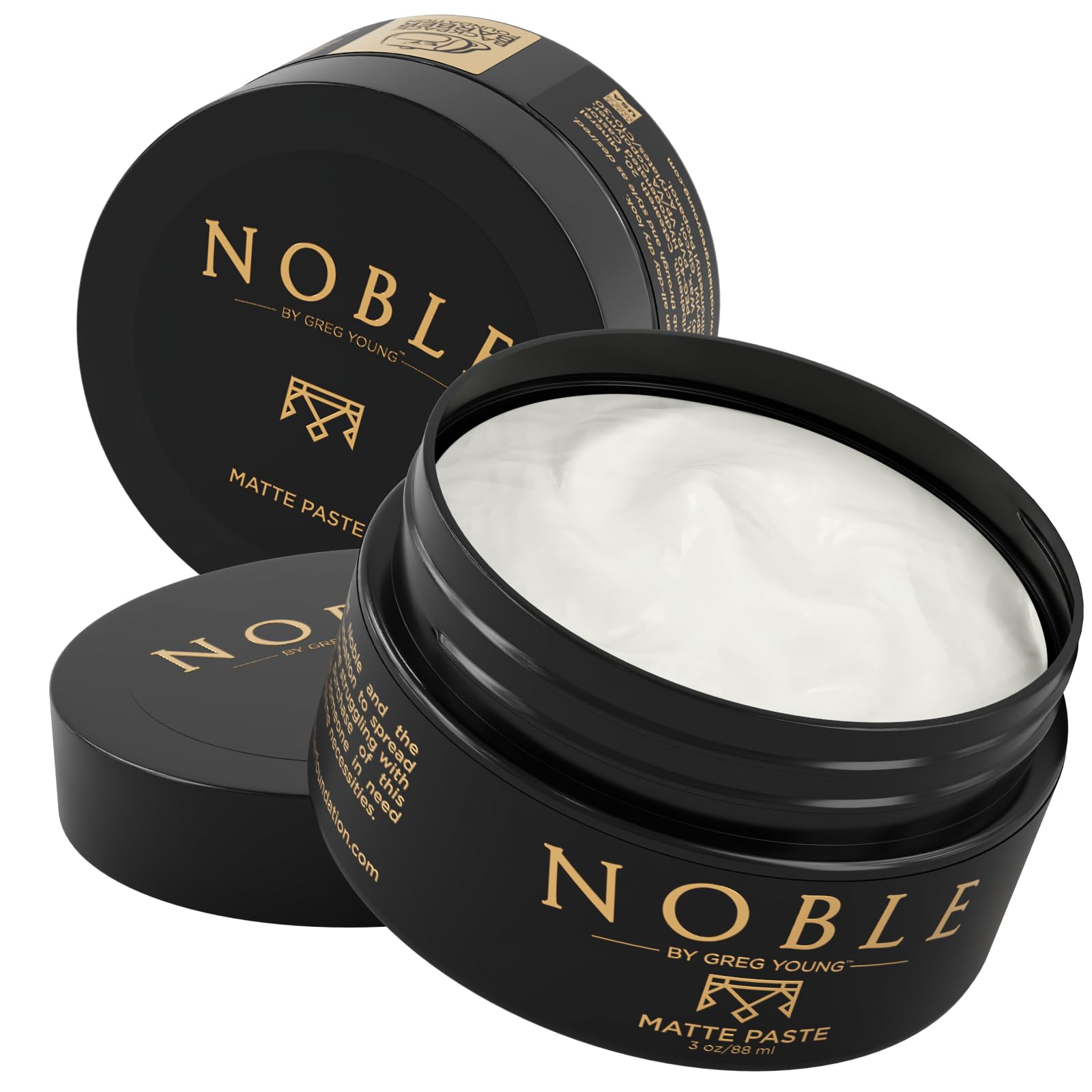 Noble By Greg Young front can showing branding and matte paste benefit