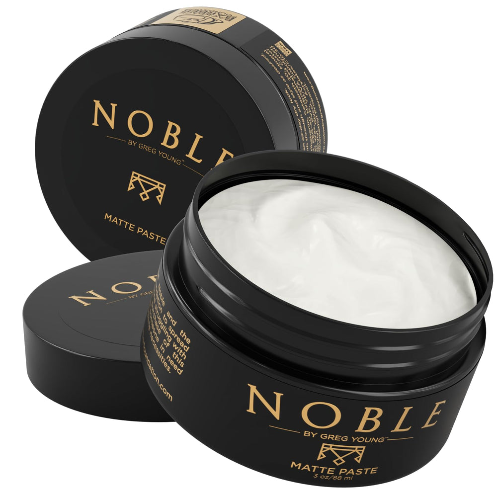 Noble By Greg Young front can showing branding and matte paste benefit