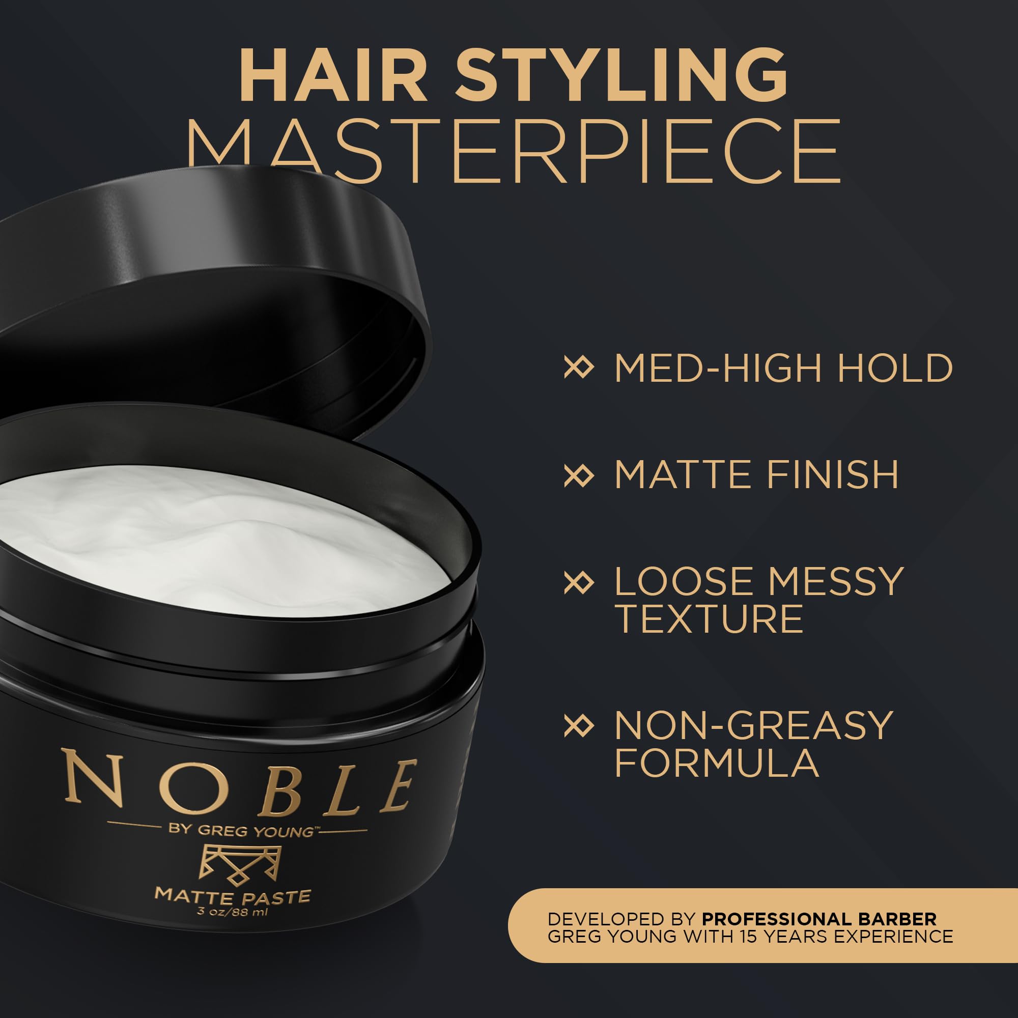Noble By Greg Young open jar showing paste texture for easy application