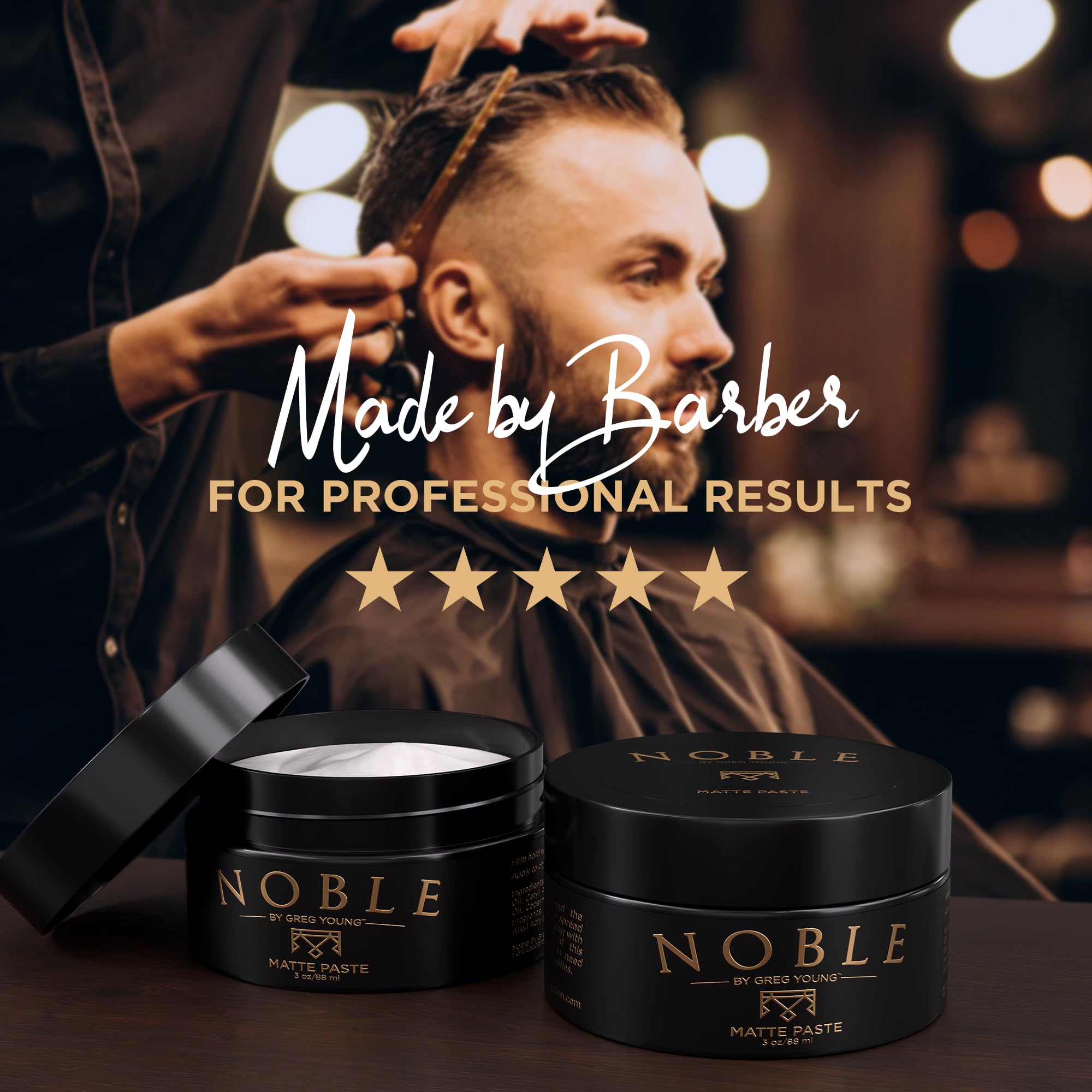 Noble By Greg Young styled short hair showing matte texture and separation