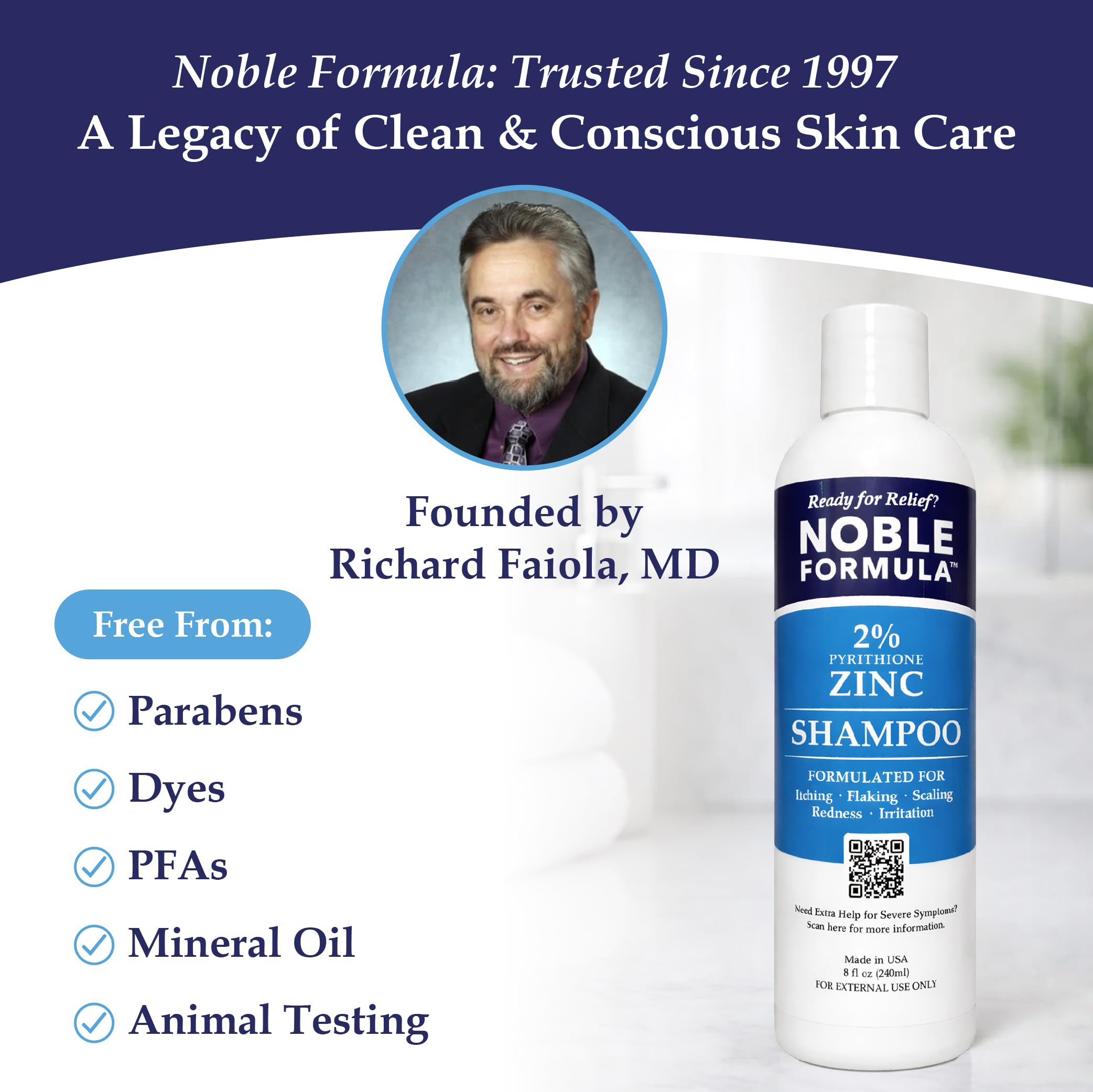 Noble Formula rinsed on scalp in shower showing soothing, refreshing clean