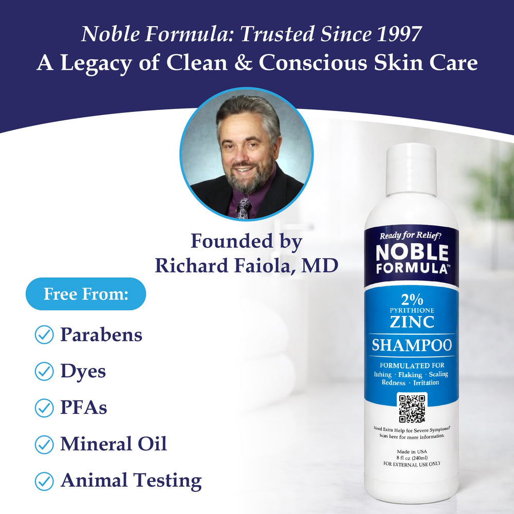 Noble Formula rinsed on scalp in shower showing soothing, refreshing clean