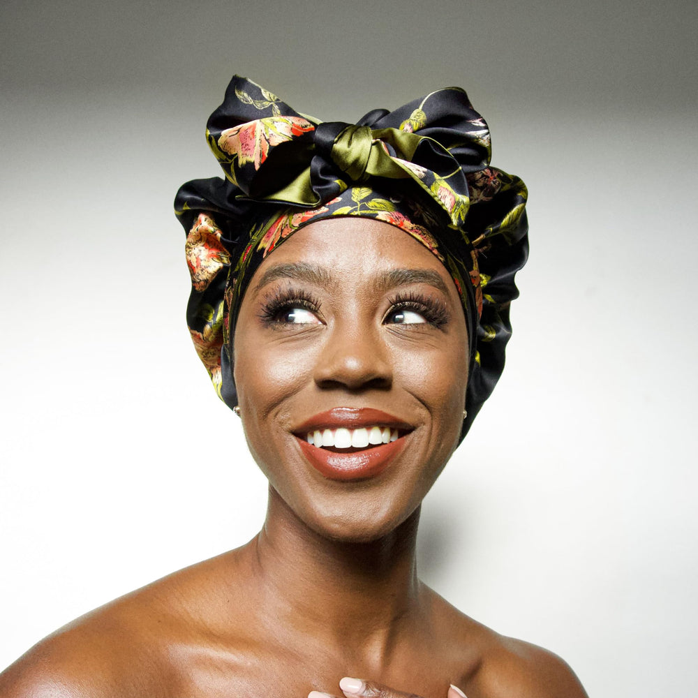 Nochka Fashion bonnet on bedside table illustrating sleep-ready style and hair care