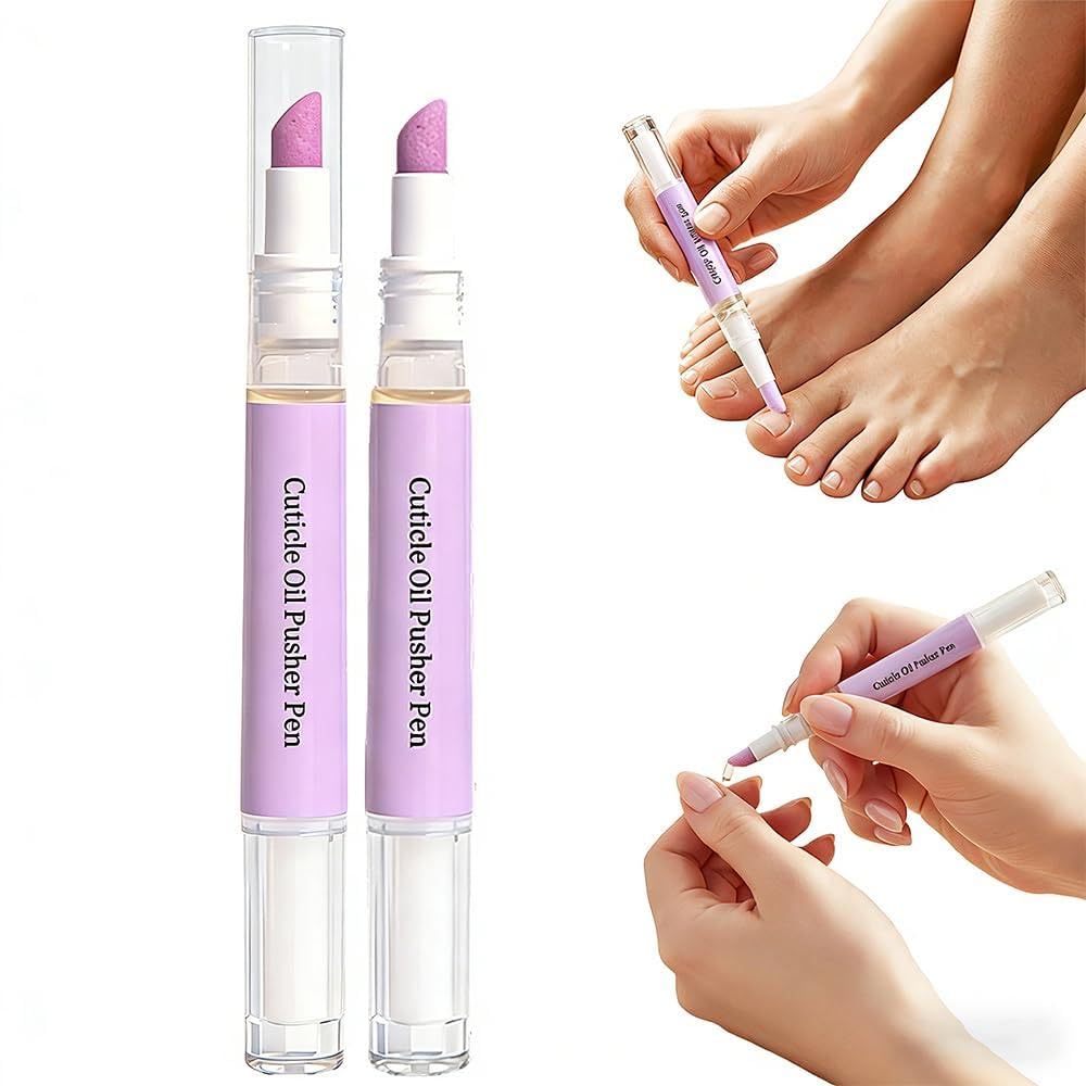 NOGCAW front view of 2‑in‑1 cuticle pen showing packaging and dual functions benefits