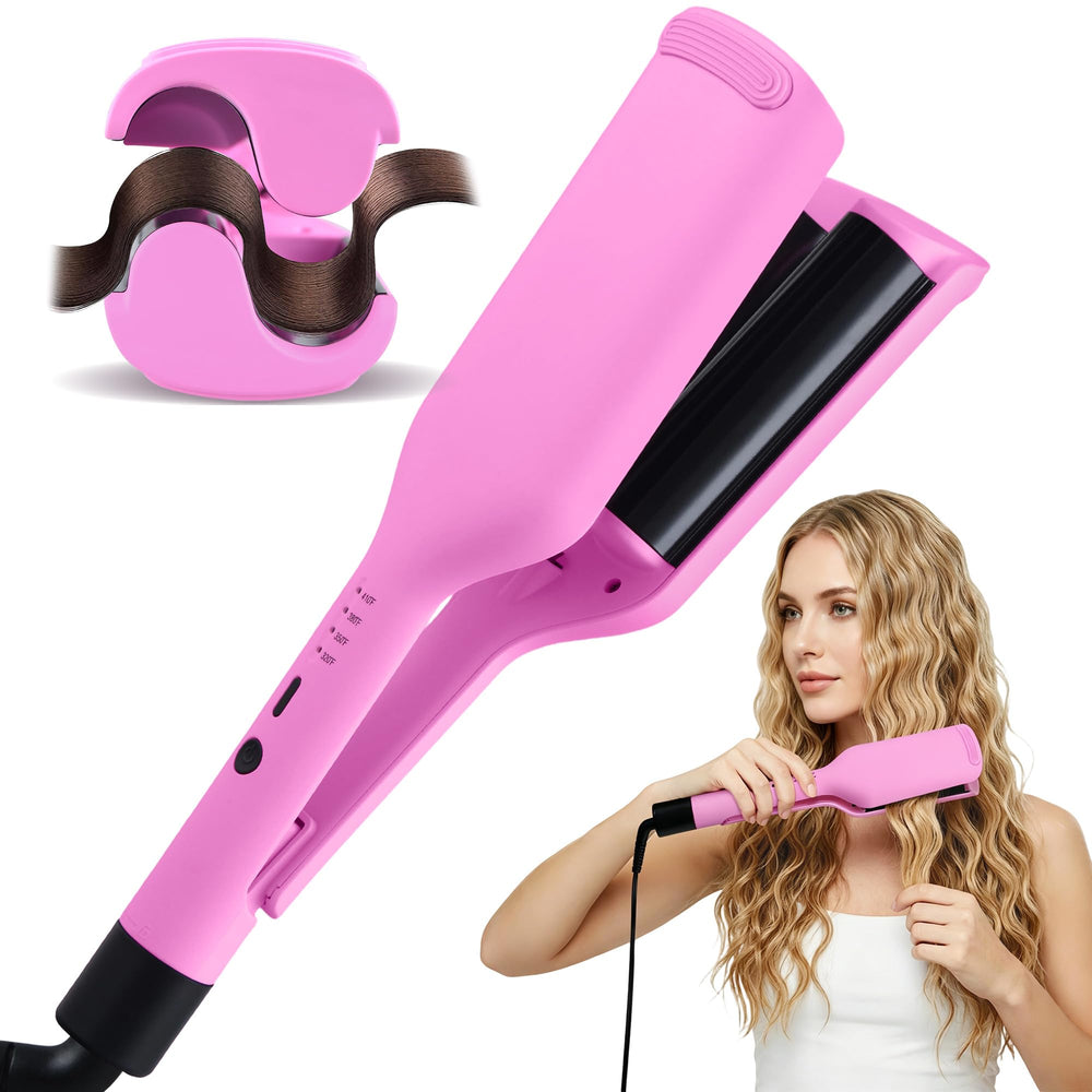 NONK front view showing pink curling iron and packaging, highlighting ease of use