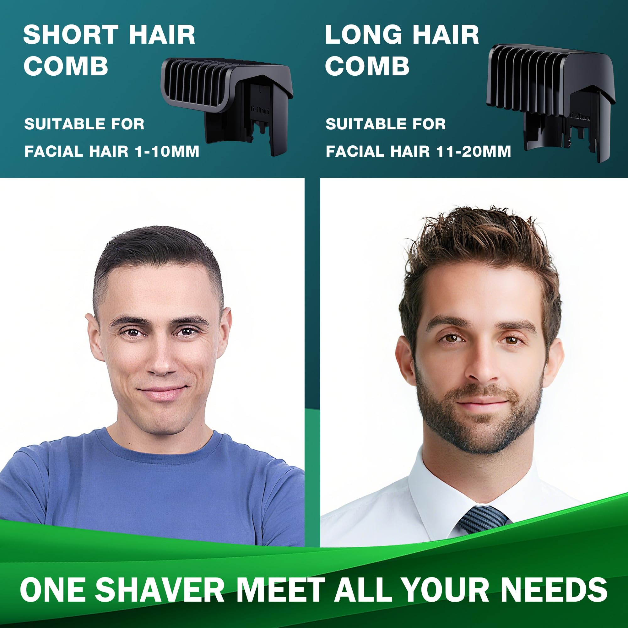 NONK trimmer with two guide combs demonstrating adjustable length options