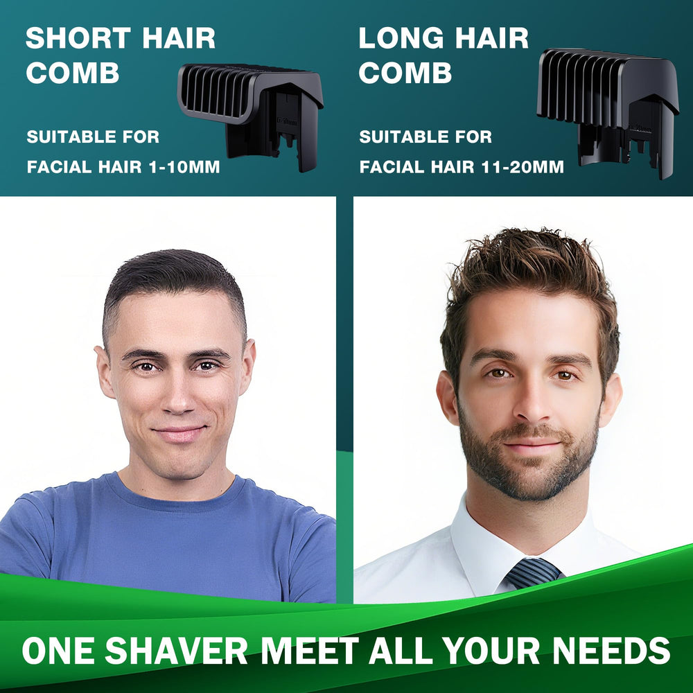 NONK trimmer with two guide combs demonstrating adjustable length options