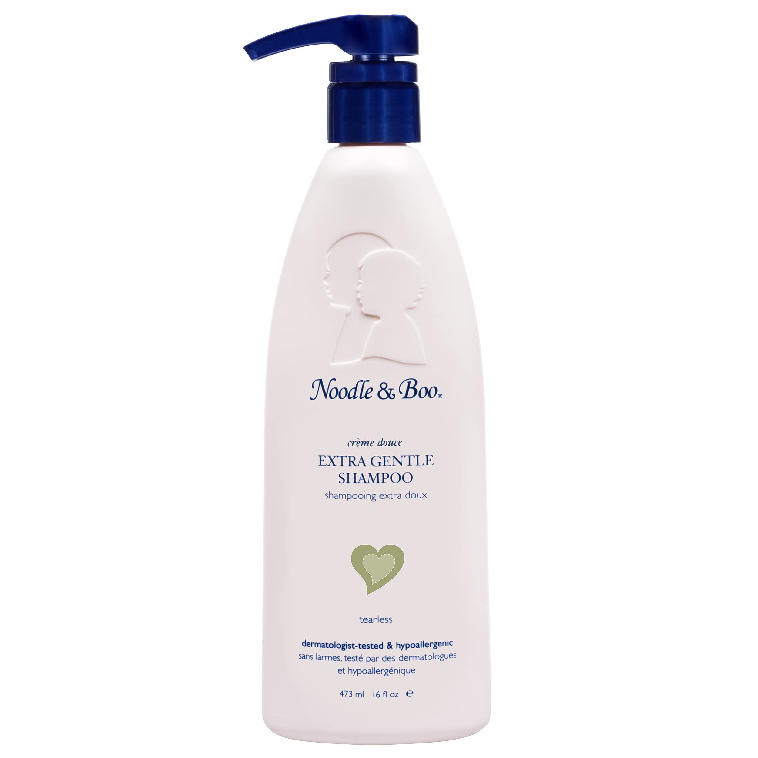 Noodle & Boo front packaging showing 16 fl oz bottle and gentle branding benefits