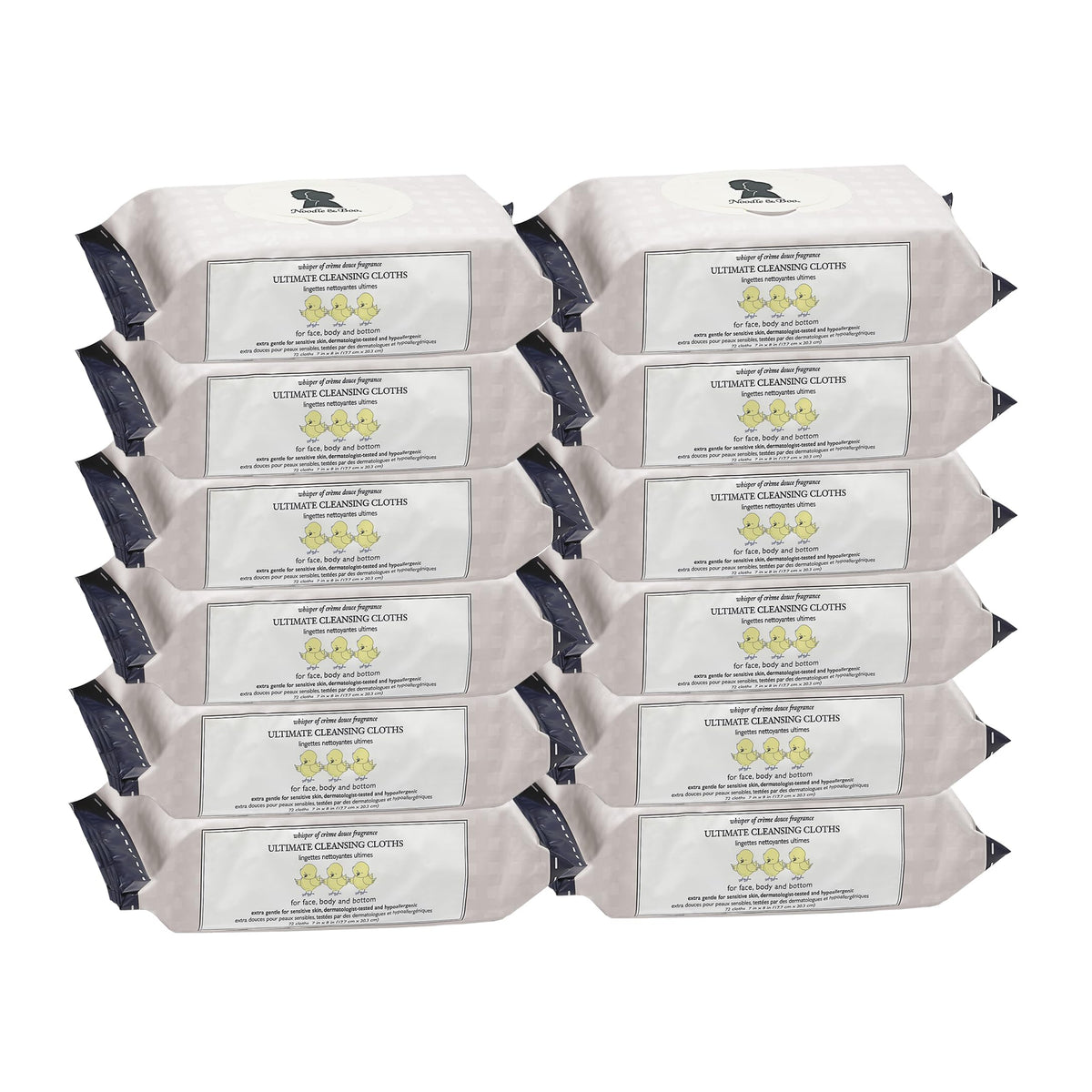 Noodle & Boo front packaging showing 12-pack bulk supply and convenience