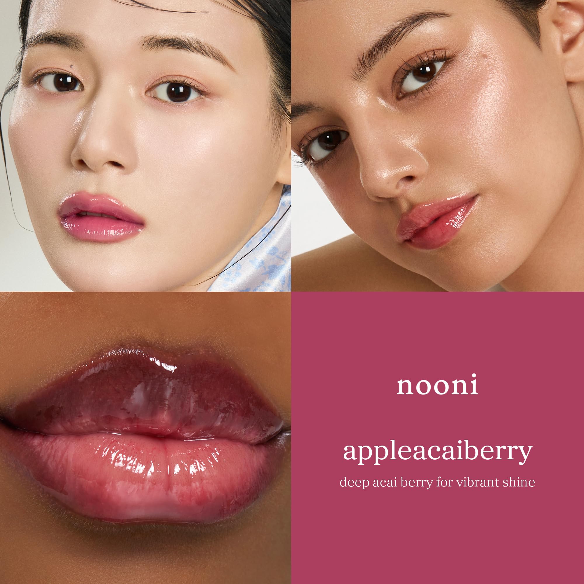 NOONI on model smiling to show natural, color-changing berry tint benefit