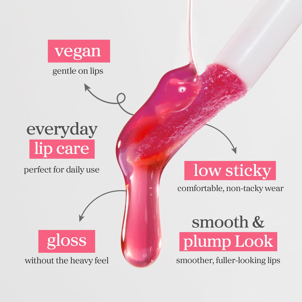 NOONI Applecherry before and after lips demonstrating visible shine and smoothness