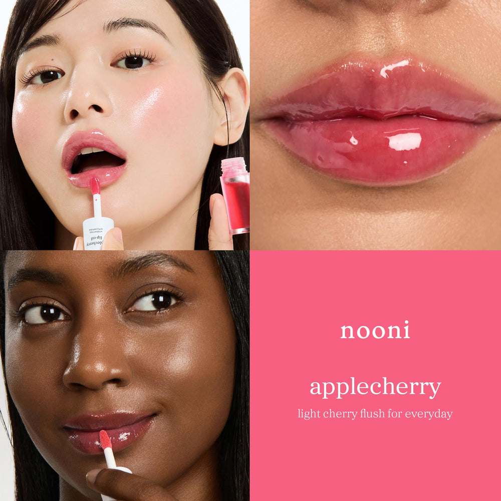 NOONI Applecherry swatch on skin illustrating pH-reactive color and natural tint