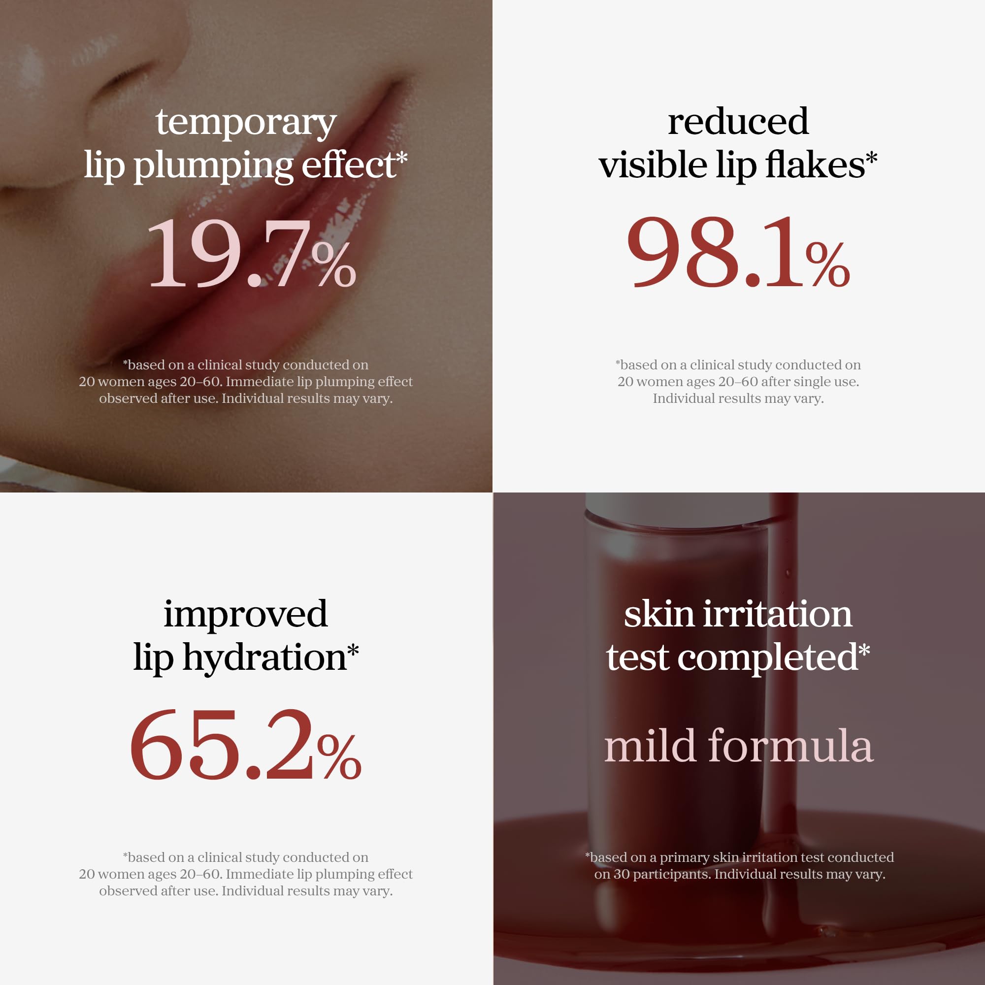 NOONI lips closeup displaying glossy, plumping effect and smooth sheen