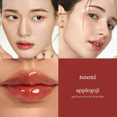 NOONI swatches on arm showing Applegoji personalized color payoff