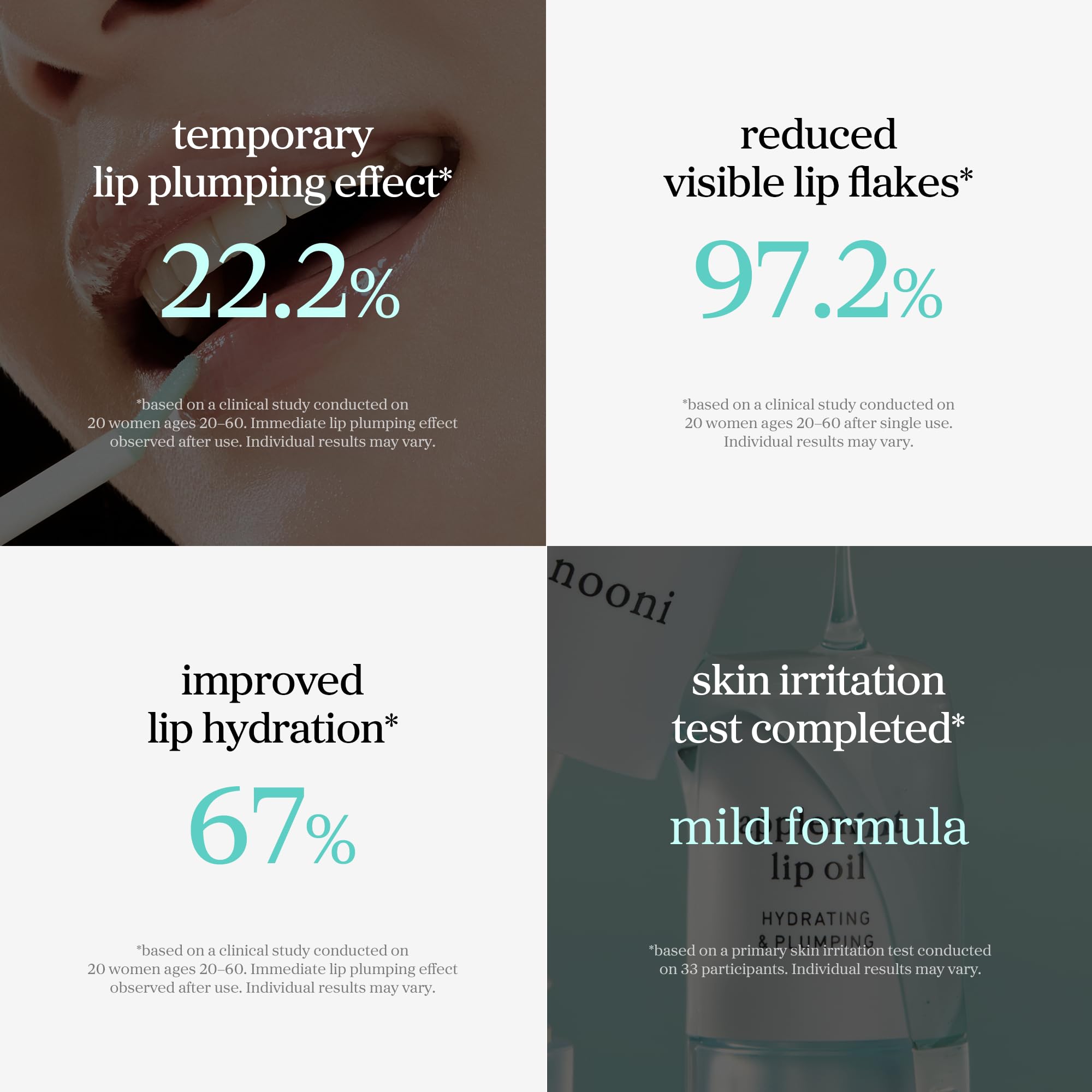 NOONI before and after lips showing hydration and fuller appearance