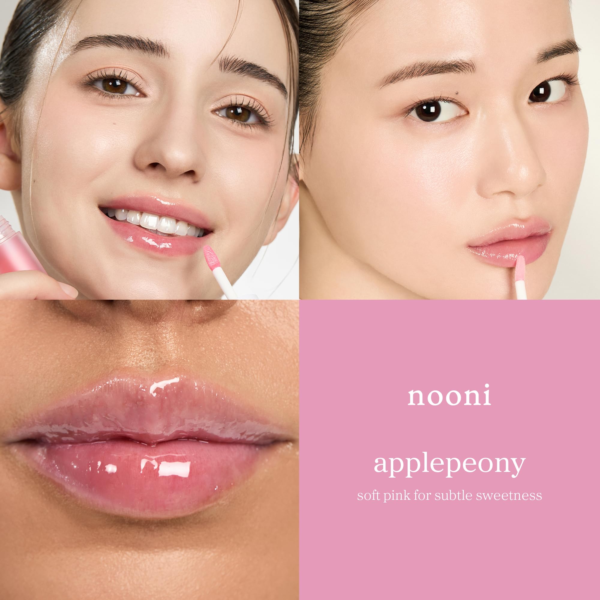 NOONI swatch on skin showing the Applepeony pH-reactive tint