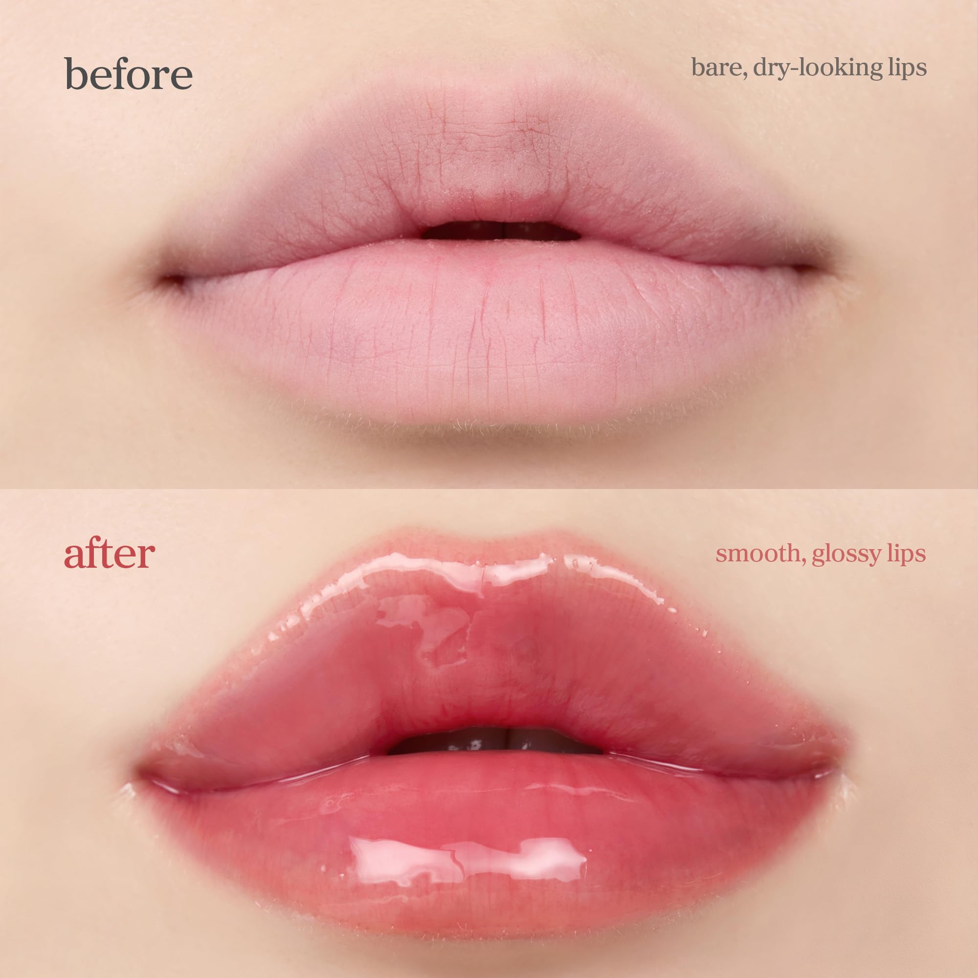 NOONI before and after lips comparison revealing hydration and visible smoothing benefit