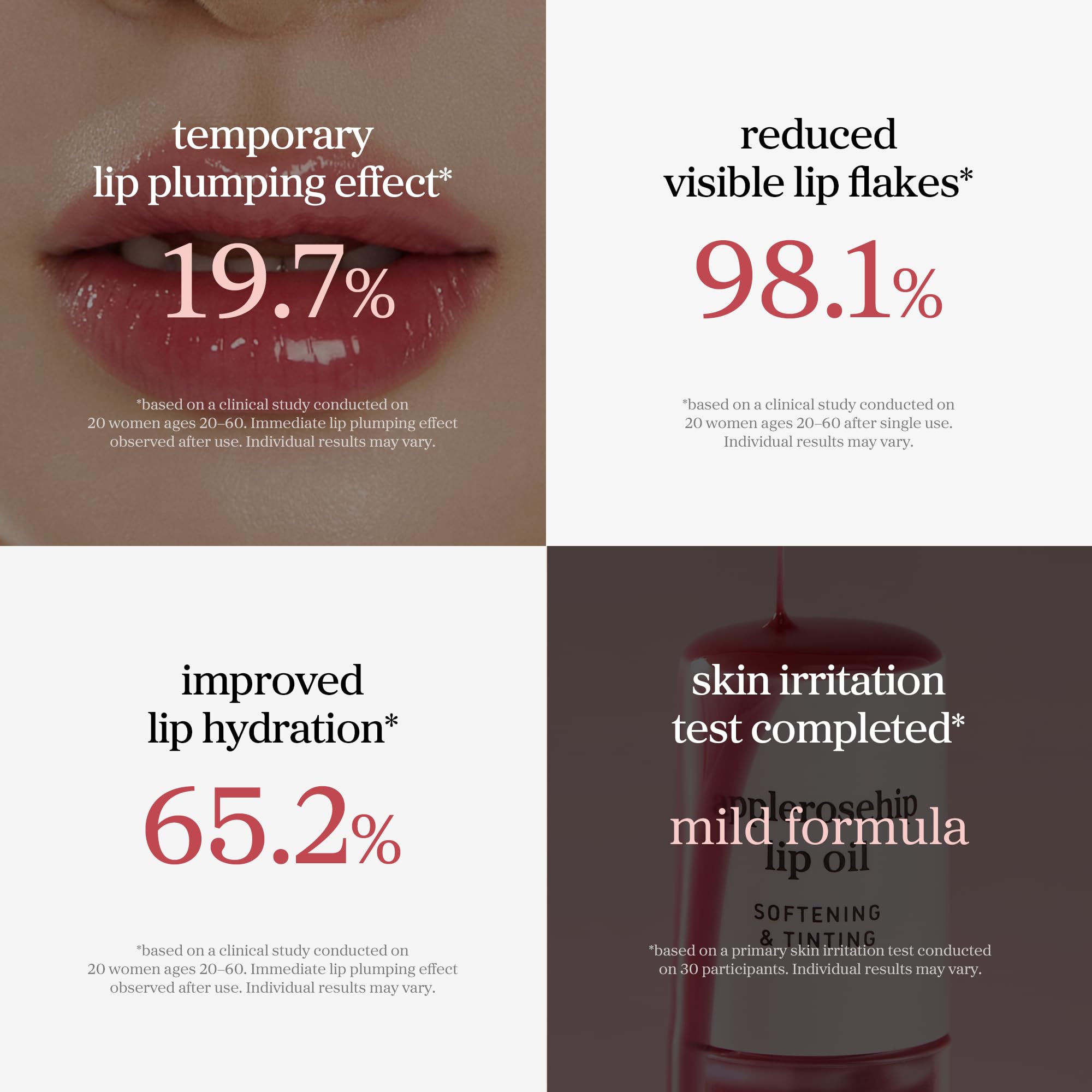 NOONI on model lips portrait illustrating natural glossy plumping effect benefit