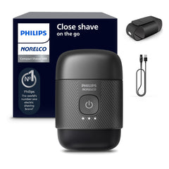 Philips Norelco 500 front view showing compact design and travel readiness
