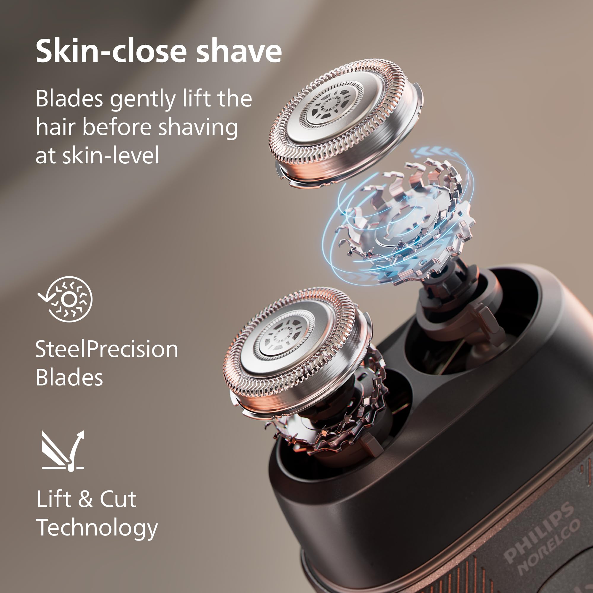 Philips Norelco 500 rinsing under tap showing easy IPX7 cleaning