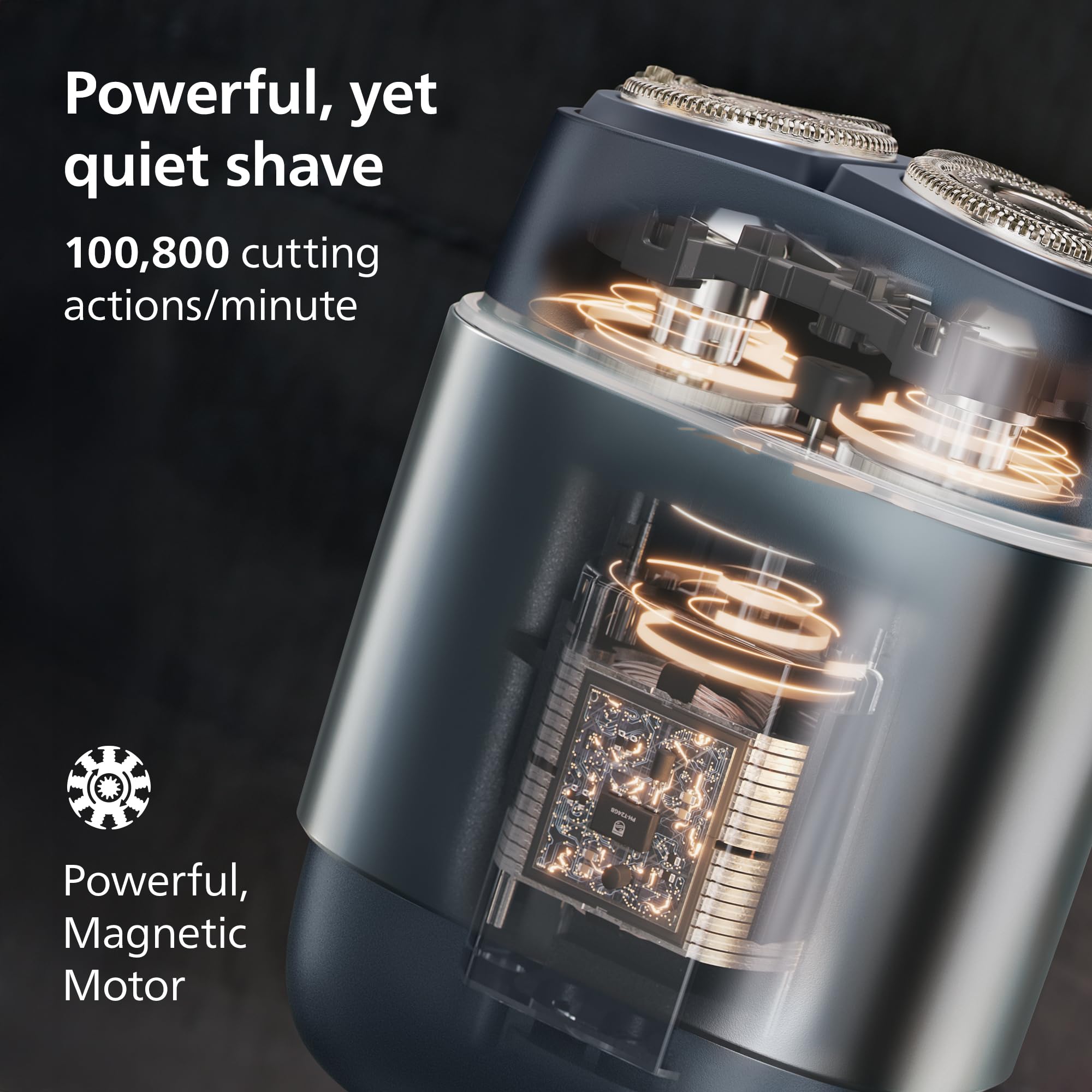 Norelco 700 Series held in hand to show compact scale and portable grooming convenience