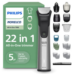 Norelco 7000 front packaging showing full kit and benefits