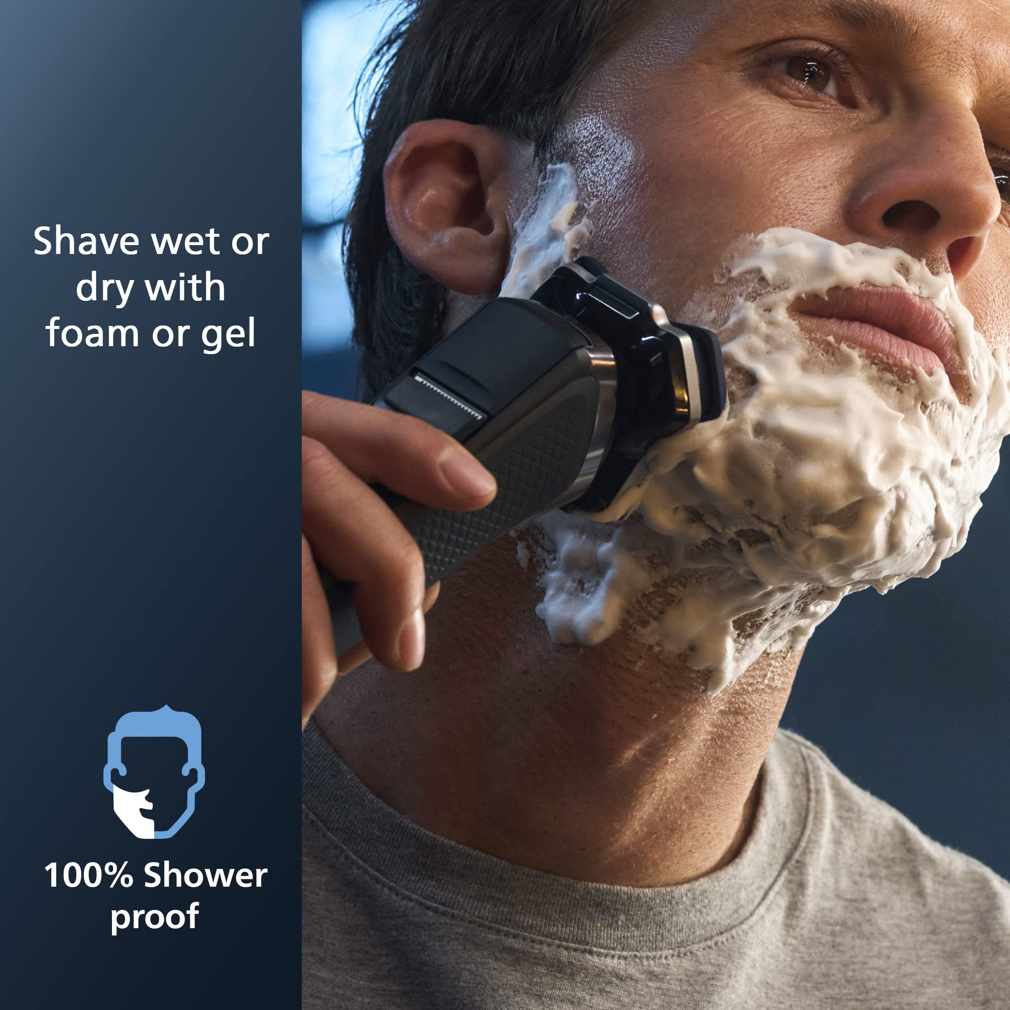 Norelco 7200 pop-up precision trimmer detail for neat mustache shaping