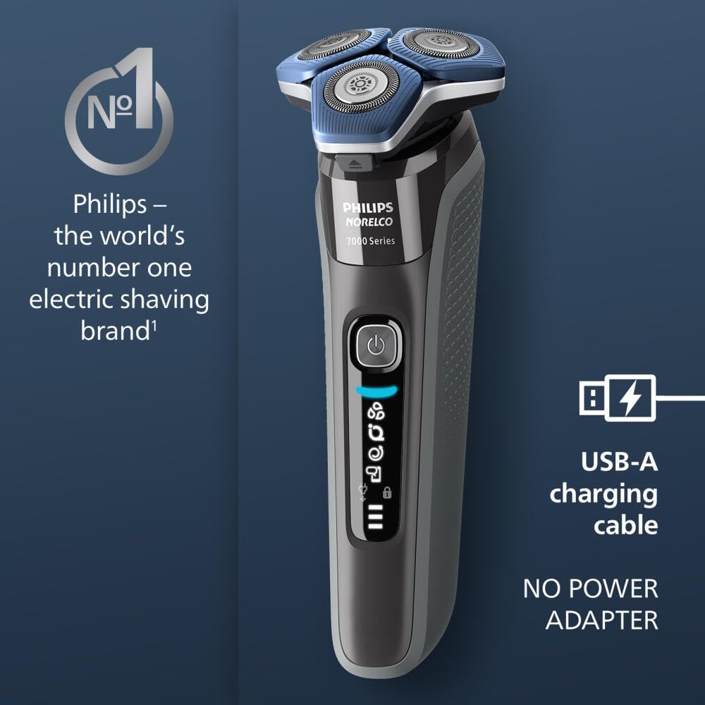 Norelco 7300 pop‑up trimmer detail for precise mustache and sideburn trimming